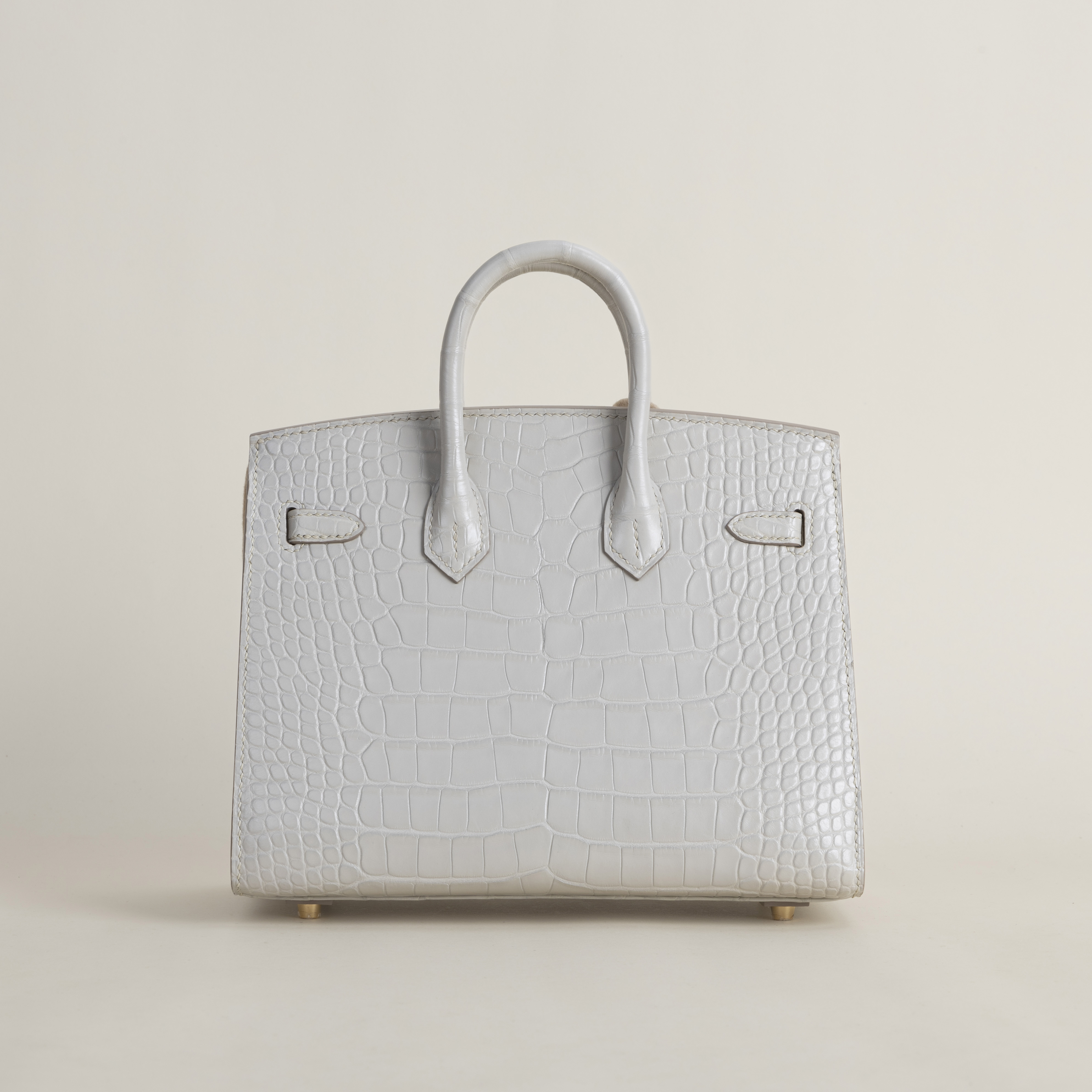 Birkin 20cm Matte Alligator Crocodile 80 Pearl Gray GHW