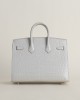Birkin 20cm Matte Alligator Crocodile 80 Pearl Gray GHW