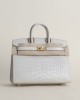 Birkin 20cm Matte Alligator Crocodile 80 Pearl Gray GHW