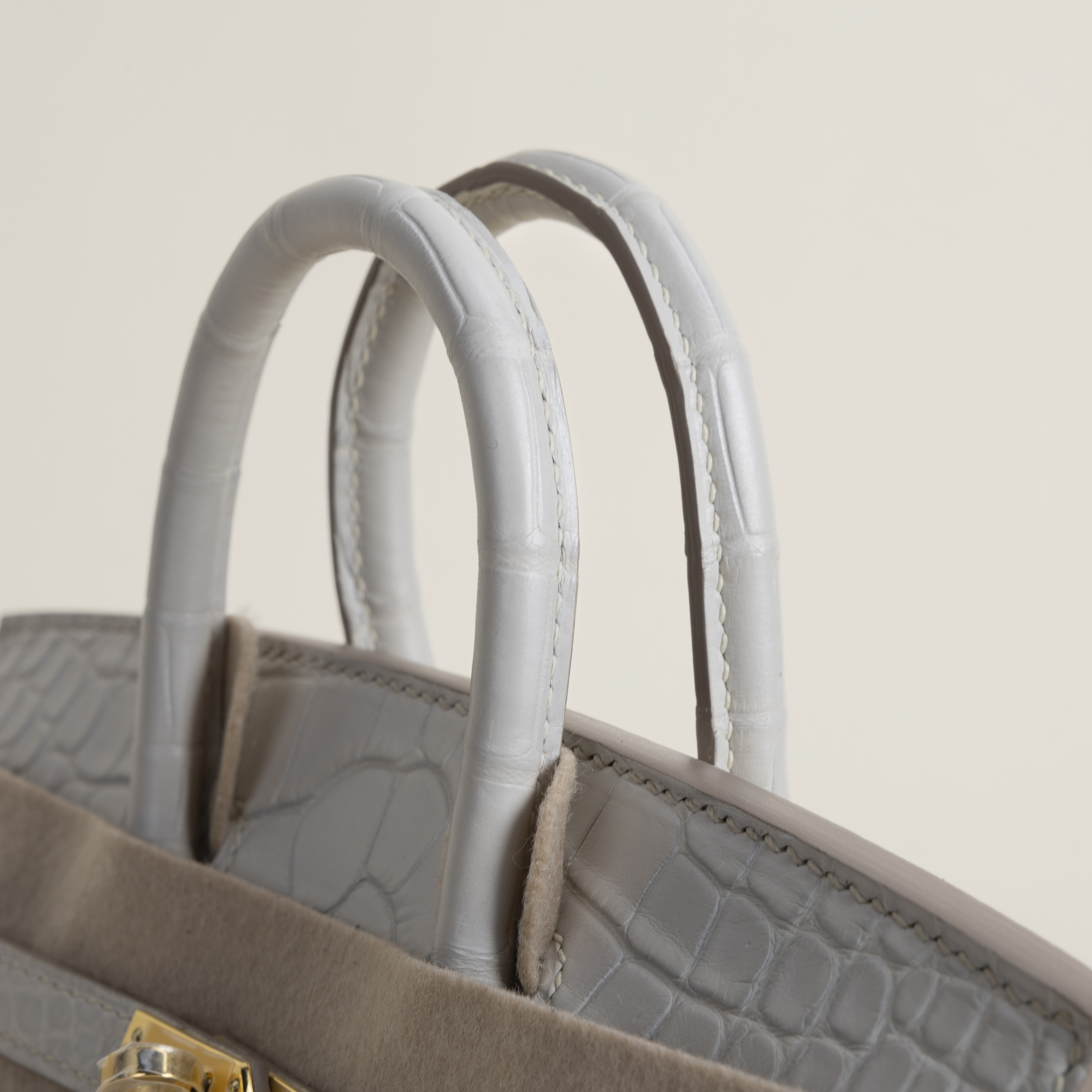 Birkin 20cm Matte Alligator Crocodile 80 Pearl Gray GHW