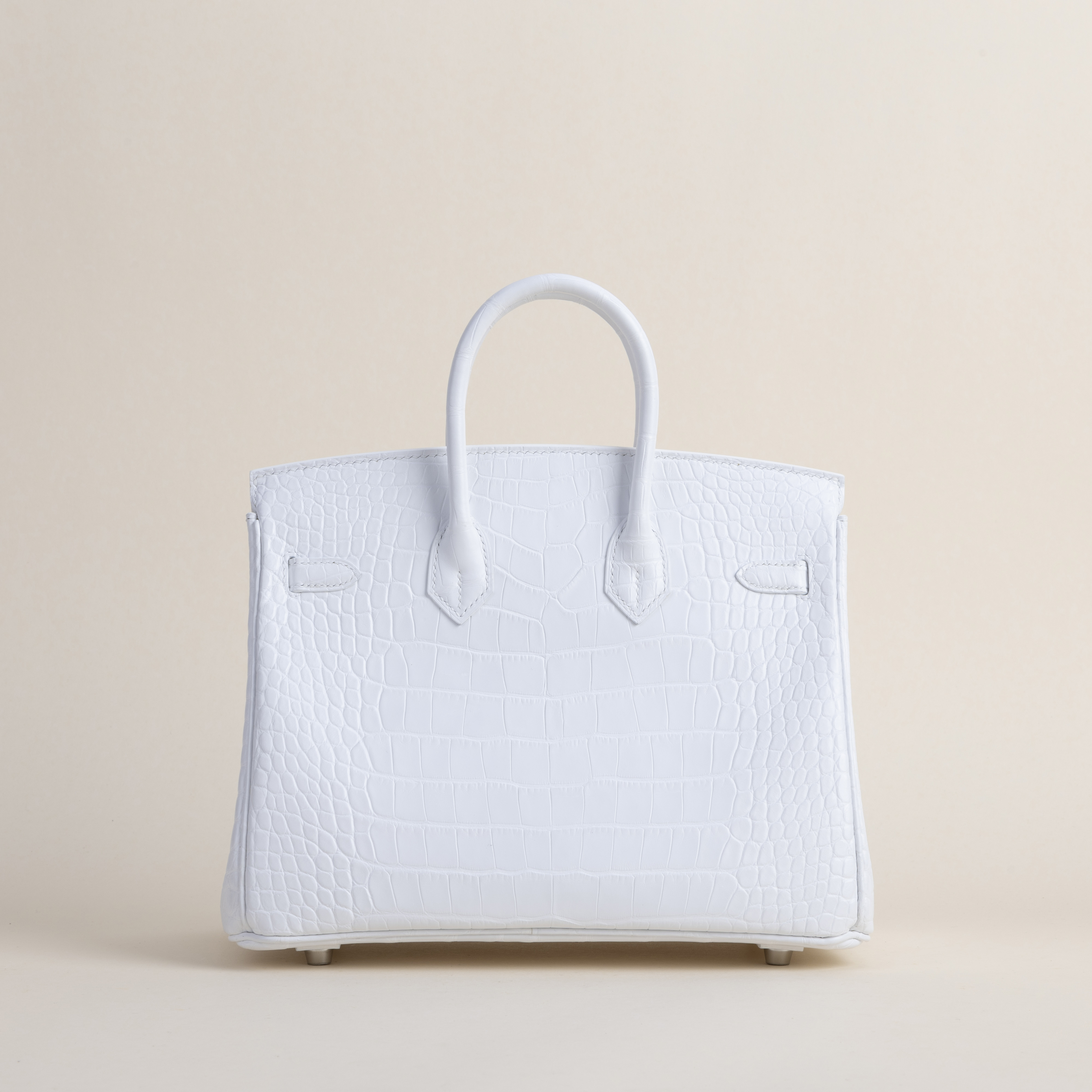 Birkin 25cm Matte Alligator Crocodile 01 Blanc PHW