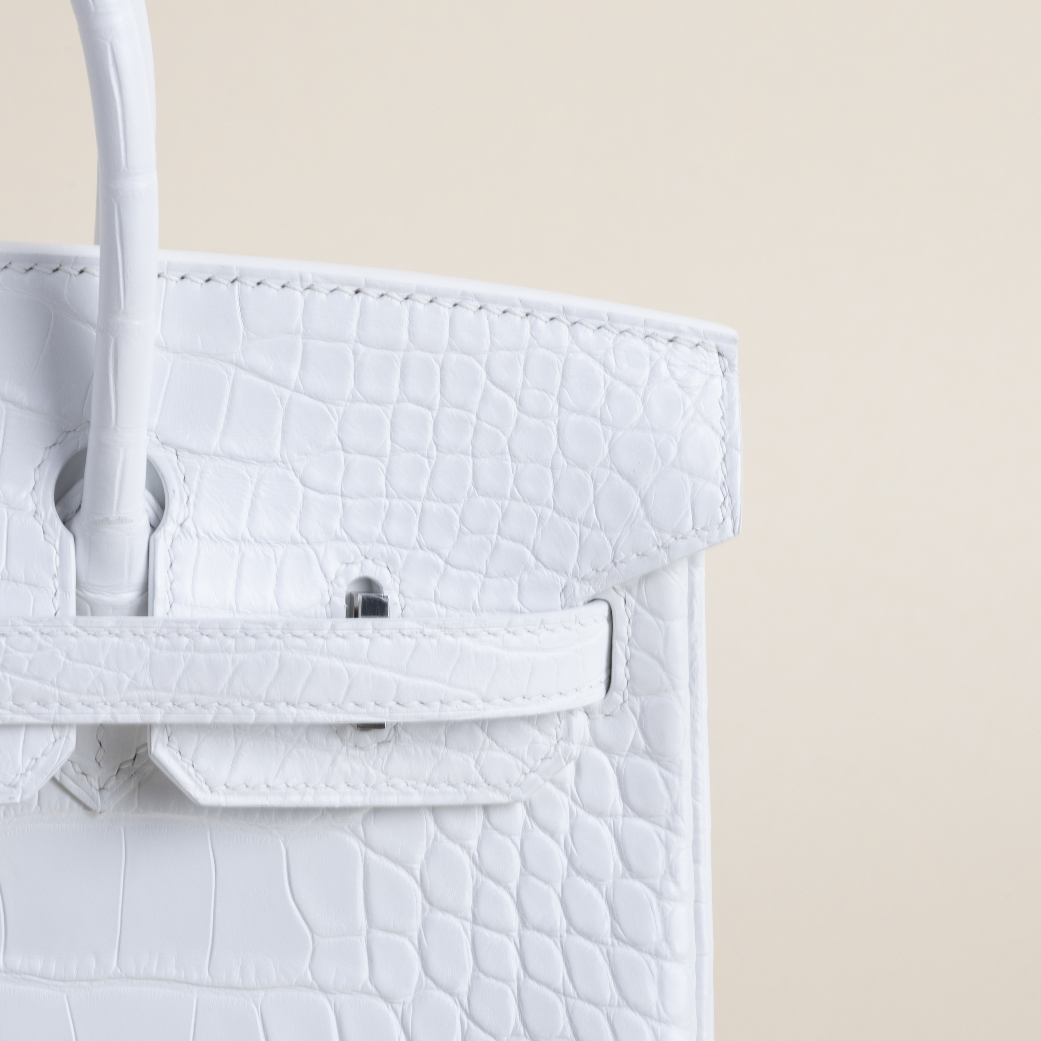 Birkin 25cm Matte Alligator Crocodile 01 Blanc PHW
