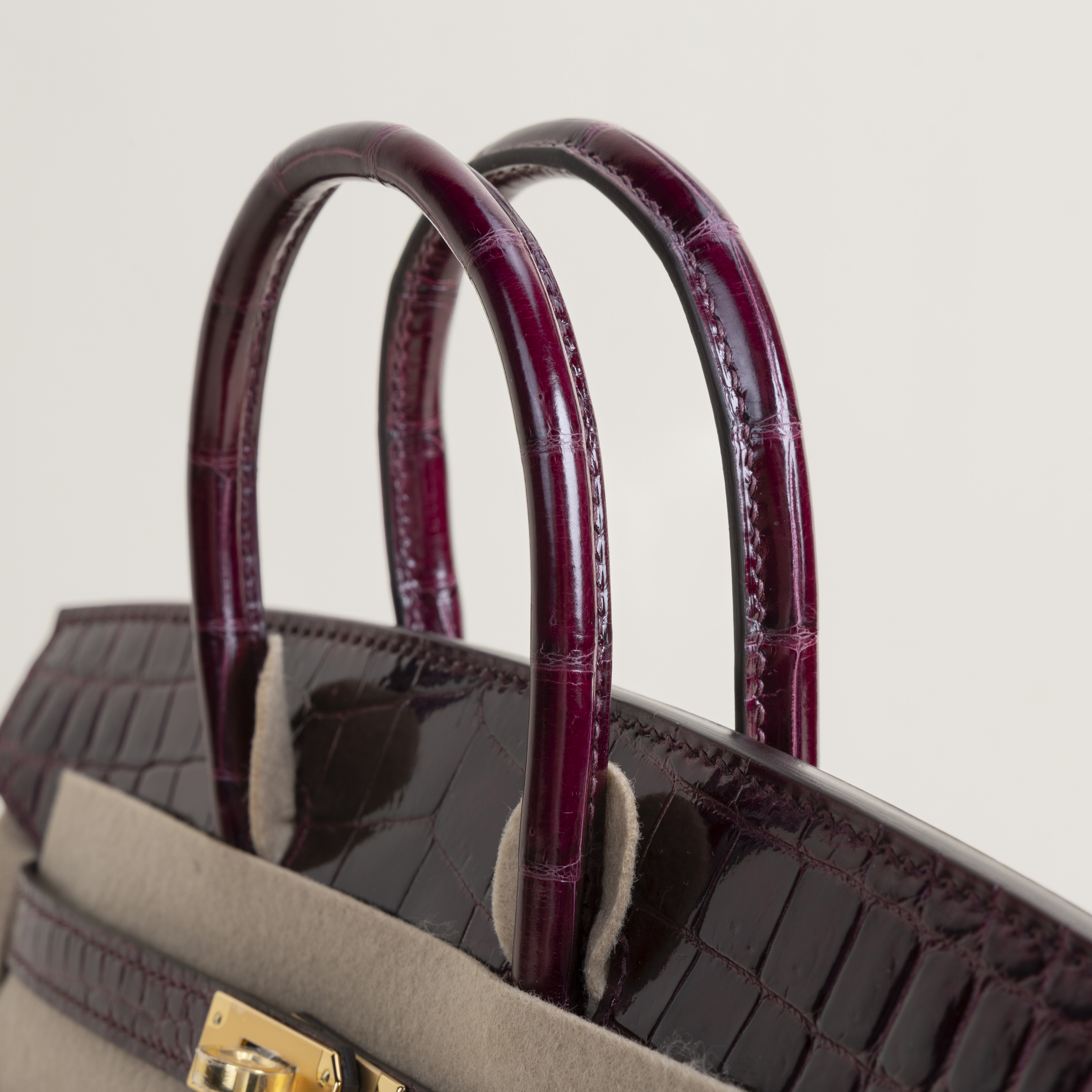 Birkin 25cm Shiny Niloticus crocodile 57 Bordeaux GHW