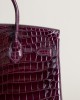 Birkin 25cm Shiny Niloticus crocodile 57 Bordeaux GHW