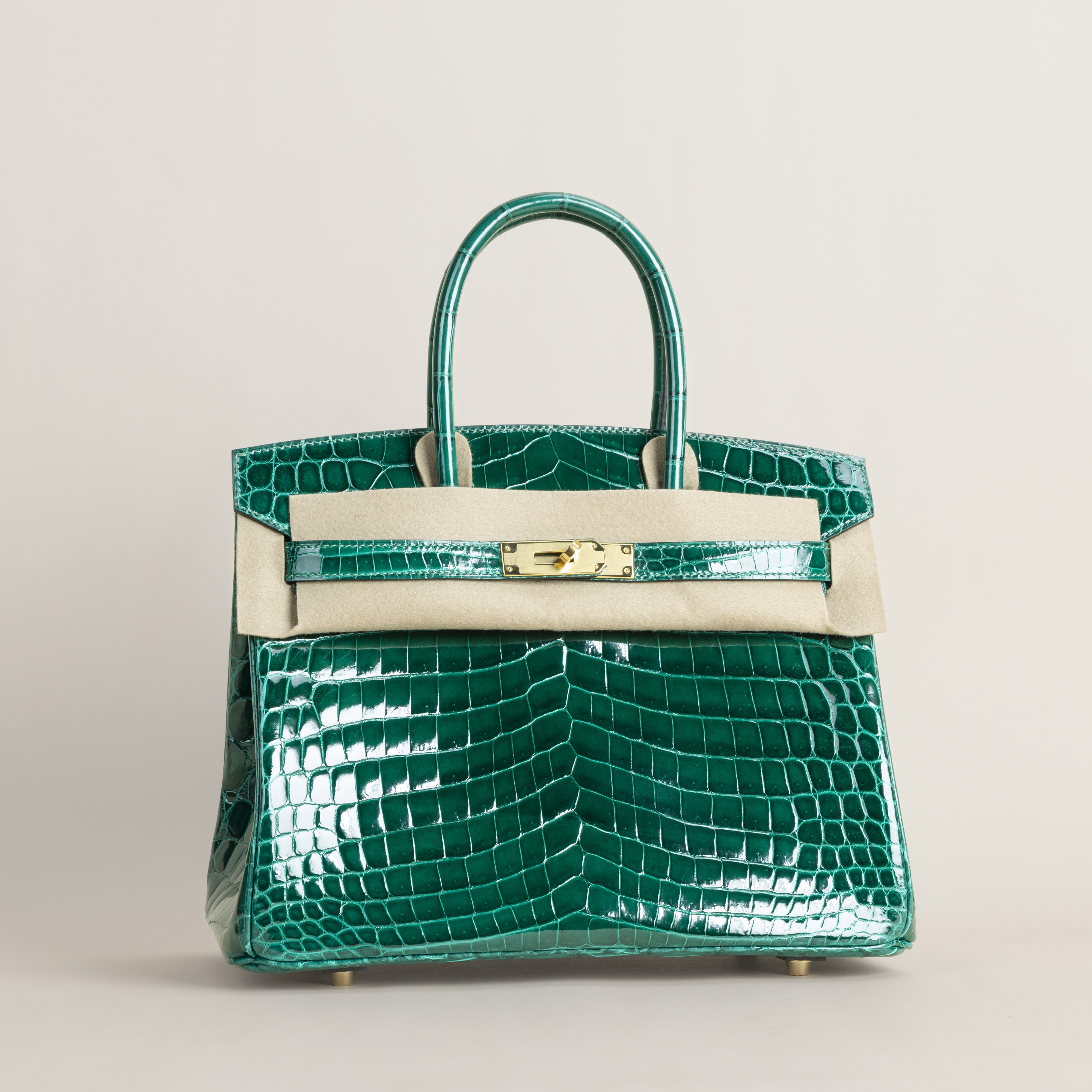 Birkin 25 Shiny Niloticus Crocodile 6Q Vert Emeraude
