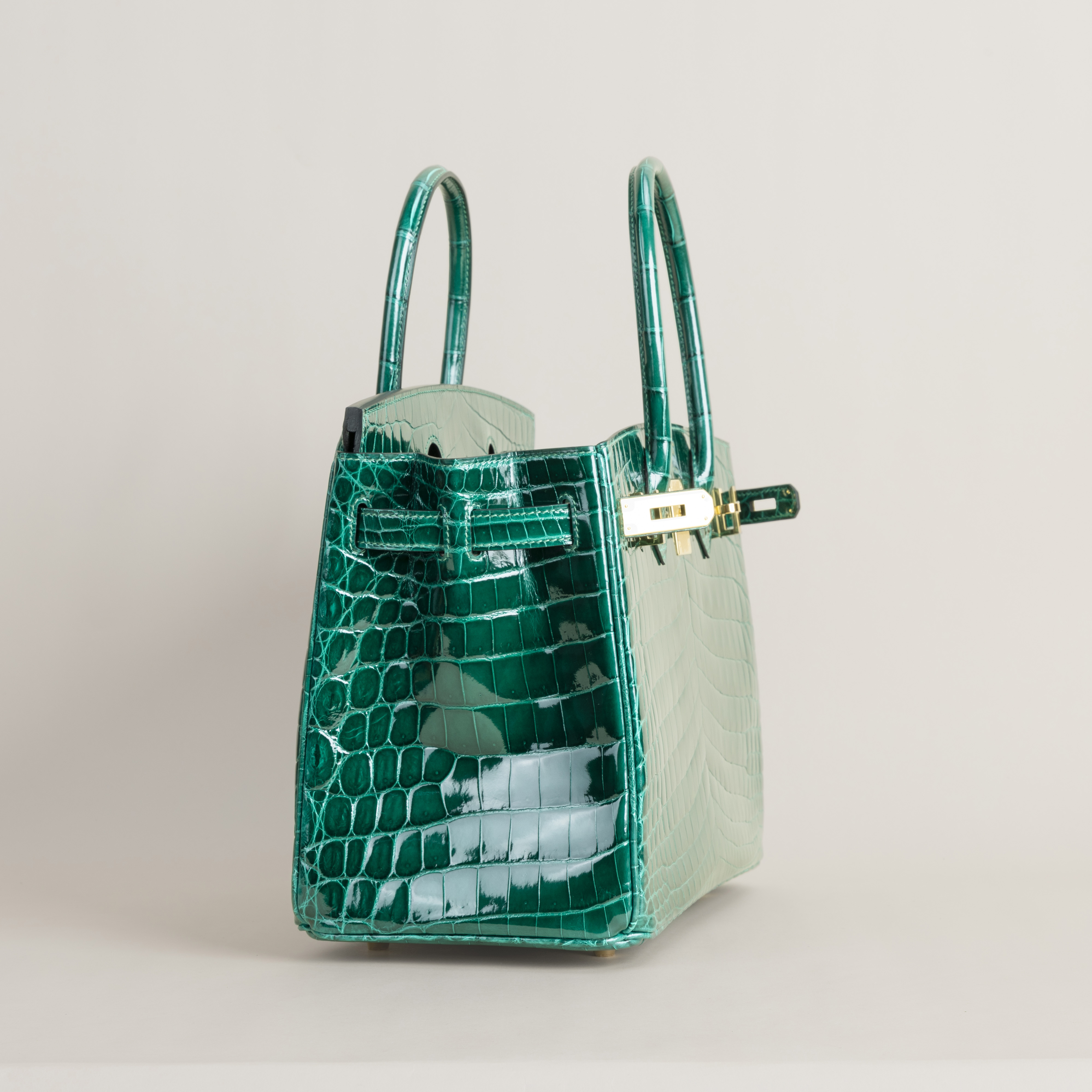 Birkin 25 Shiny Niloticus Crocodile 6Q Vert Emeraude