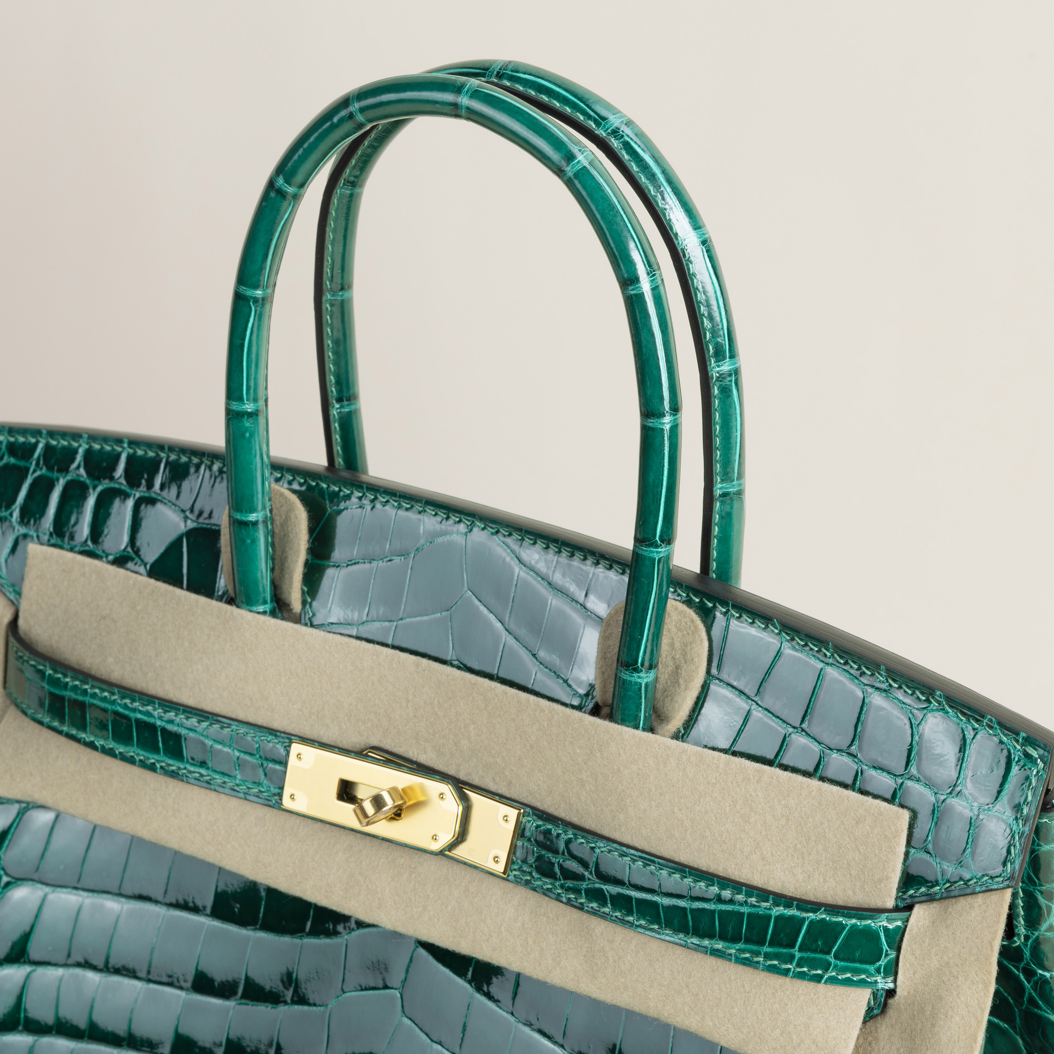 Birkin 25 Shiny Niloticus Crocodile 6Q Vert Emeraude