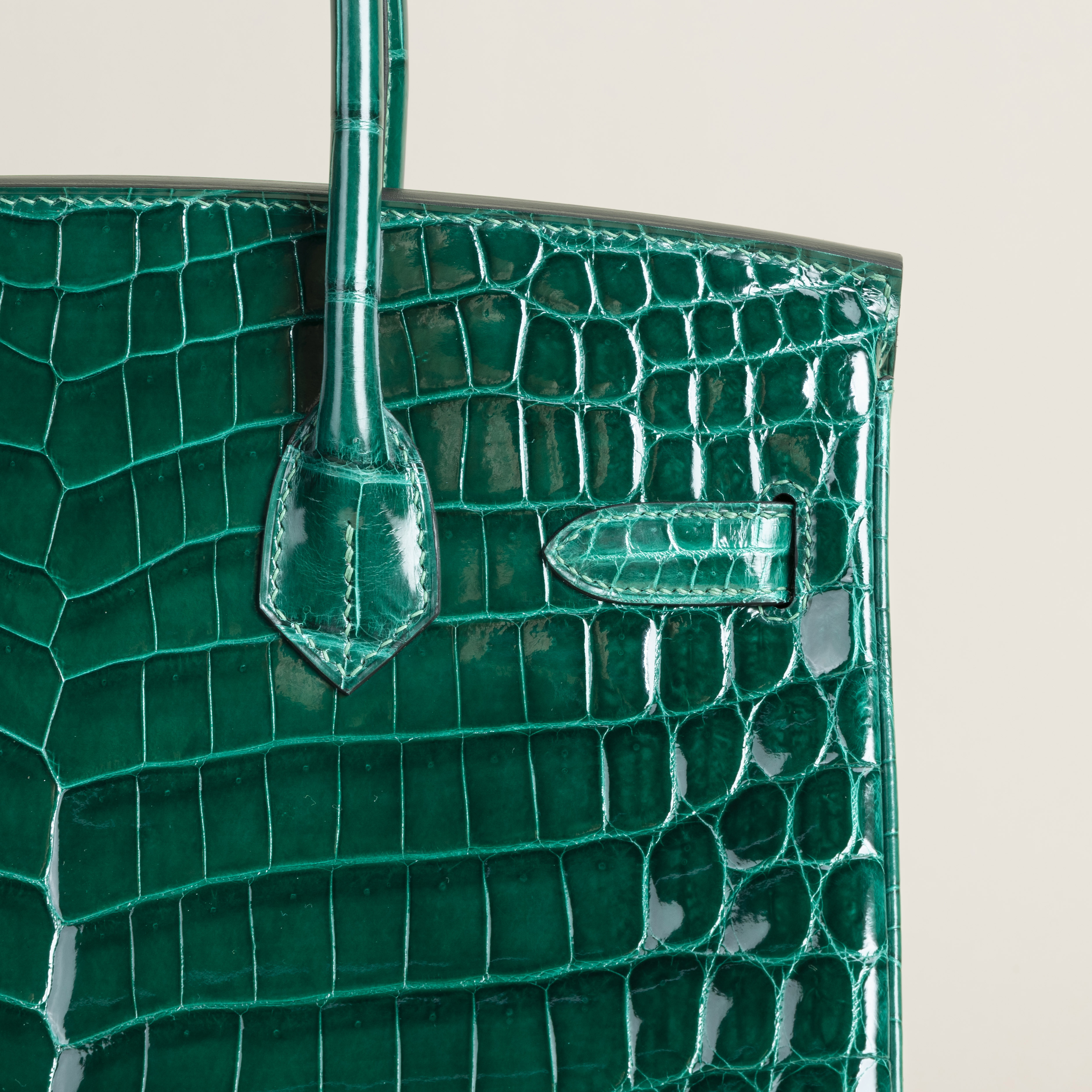 Birkin 25 Shiny Niloticus Crocodile 6Q Vert Emeraude