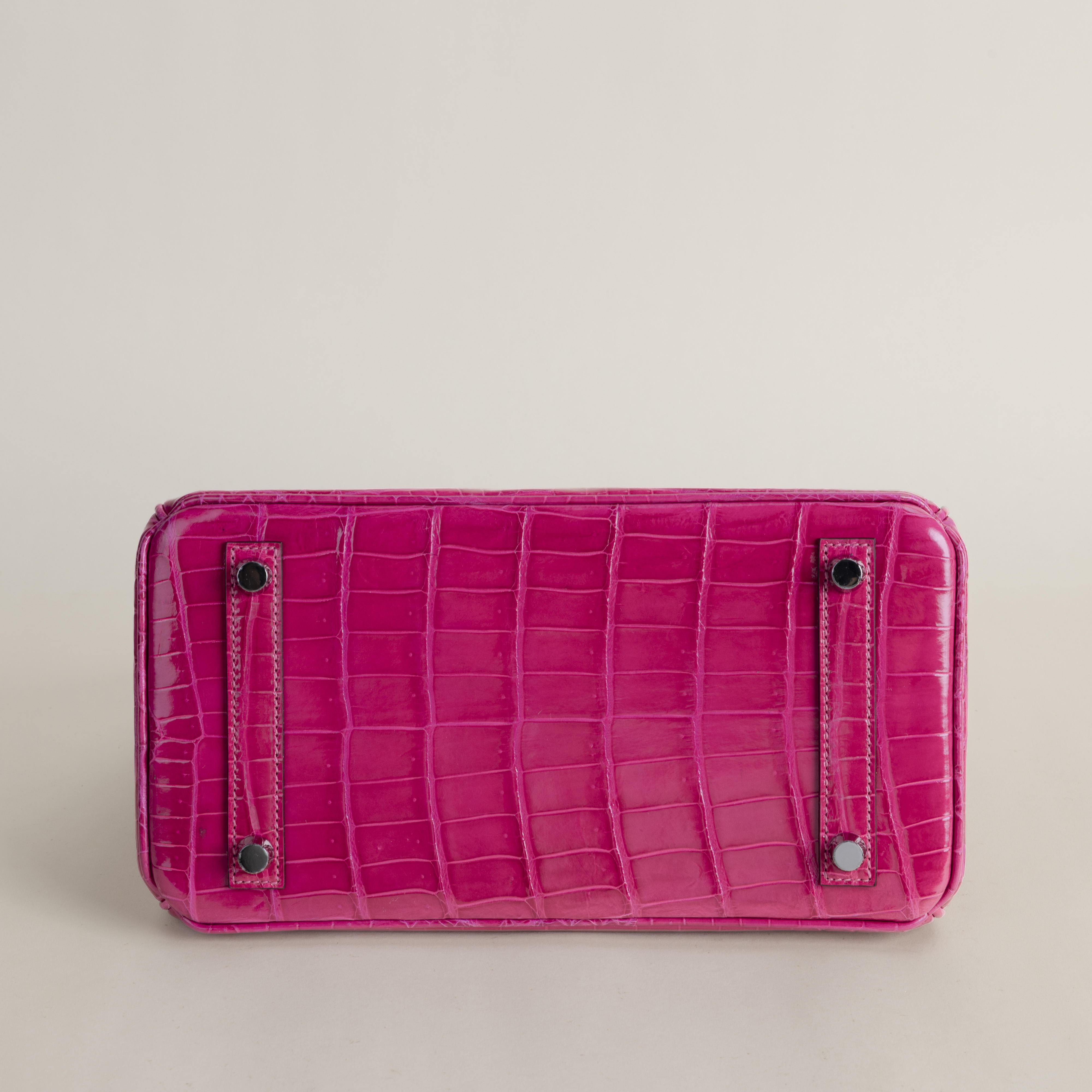 Birkin 25 Shiny Niloticus Crocodile E5 Rose Tyrien PHW