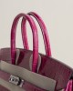 Birkin 25 Shiny Niloticus Crocodile E5 Rose Tyrien PHW