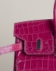 Birkin 25 Shiny Niloticus Crocodile E5 Rose Tyrien PHW