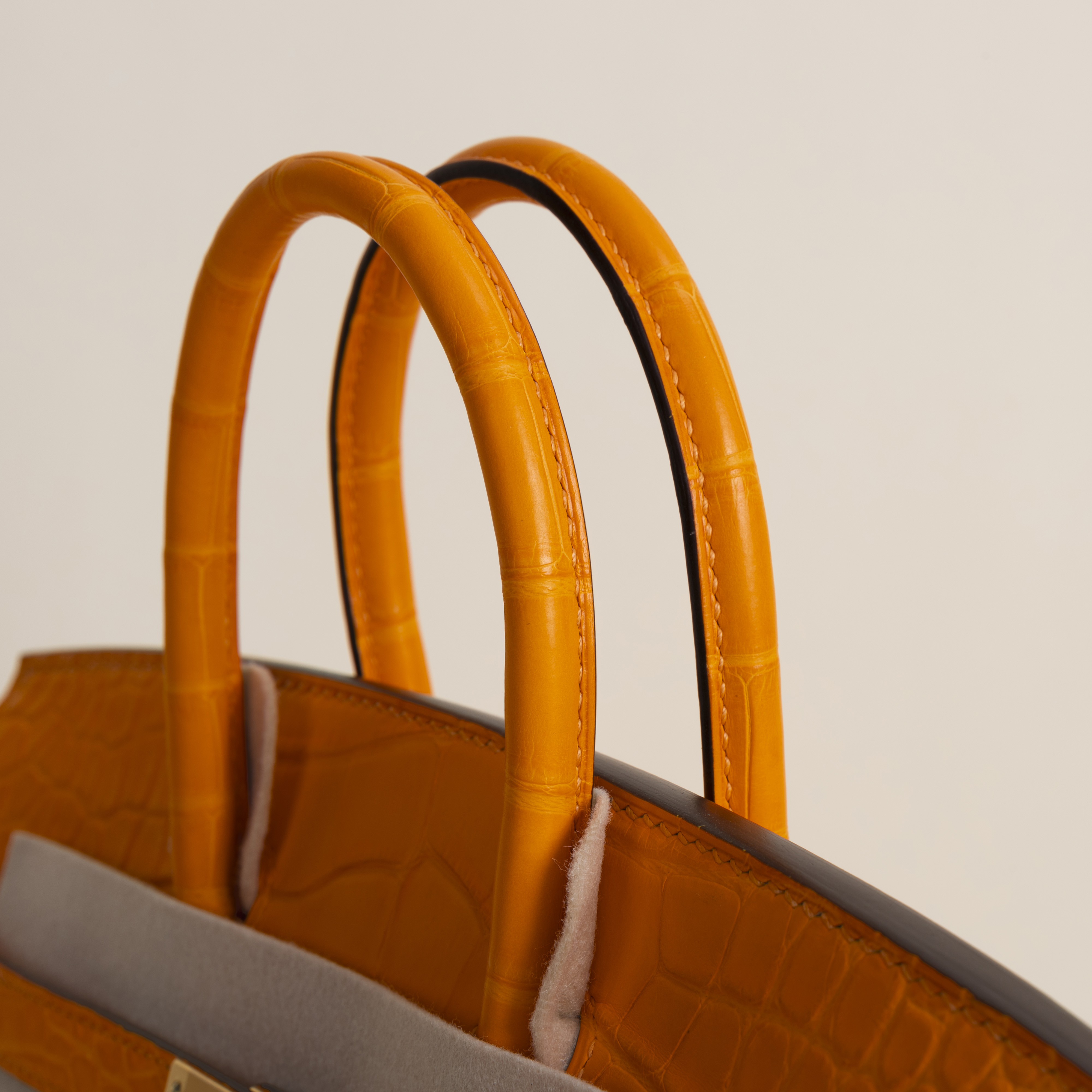Birkin 25 Matte Alligator Crocodile I9 Apricot GHW