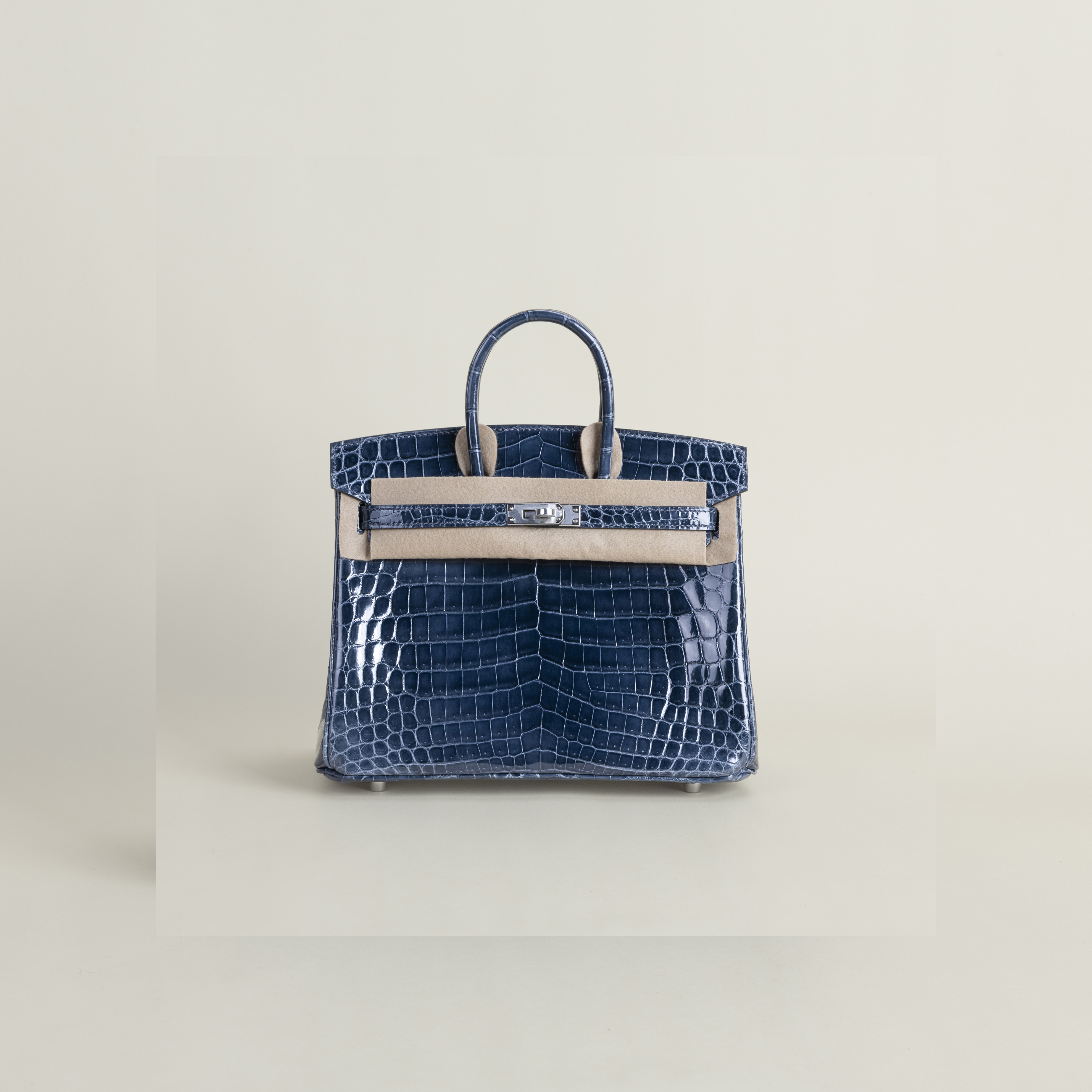 Birkin 25 Shiny Niloticus Crocodile N7 Blue Tempete PHW