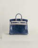 Birkin 25 Shiny Niloticus Crocodile N7 Blue Tempete PHW