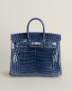 Birkin 25 Shiny Niloticus Crocodile N7 Blue Tempete PHW