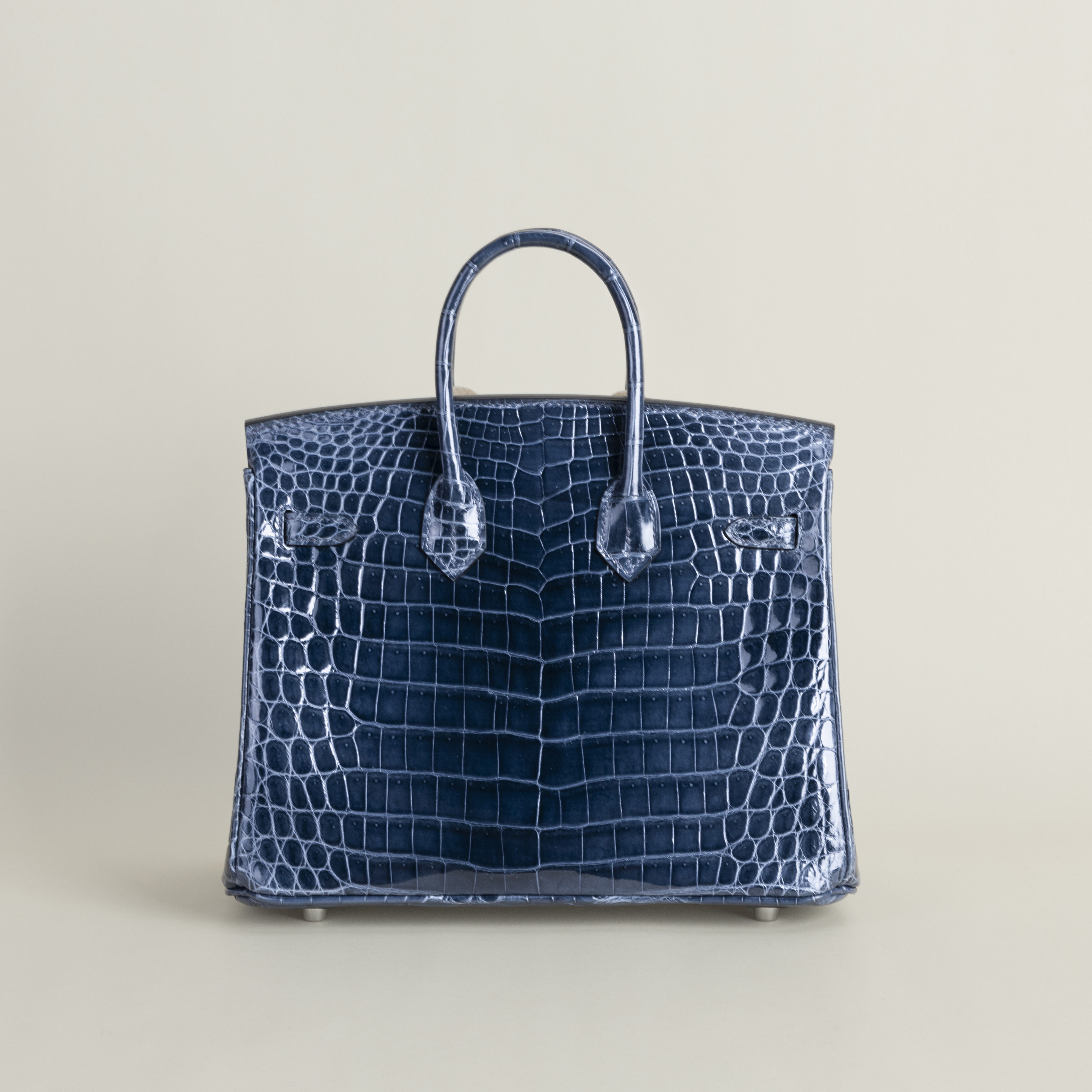 Birkin 25 Shiny Niloticus Crocodile N7 Blue Tempete PHW