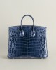 Birkin 25 Shiny Niloticus Crocodile N7 Blue Tempete PHW