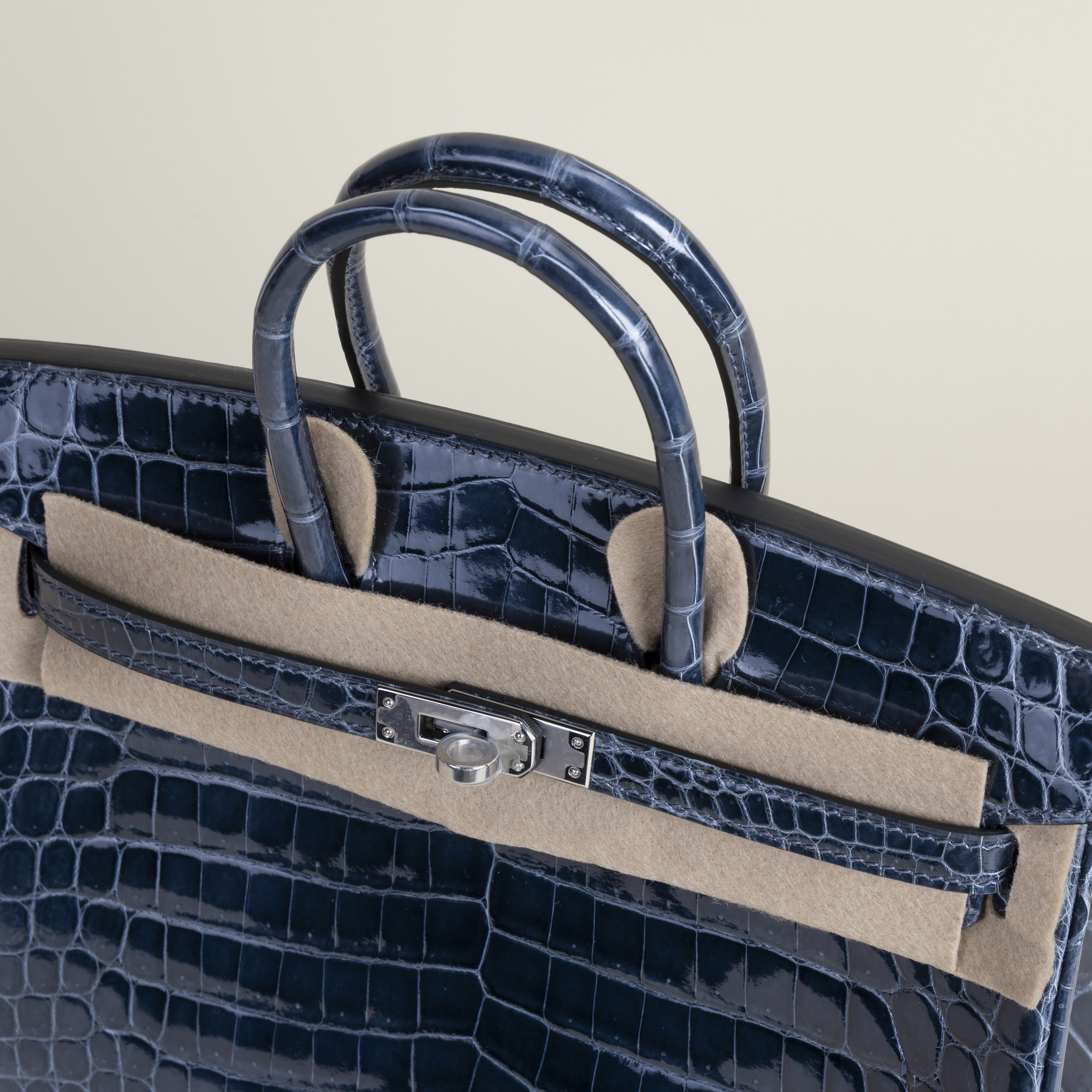 Birkin 25 Shiny Niloticus Crocodile N7 Blue Tempete PHW