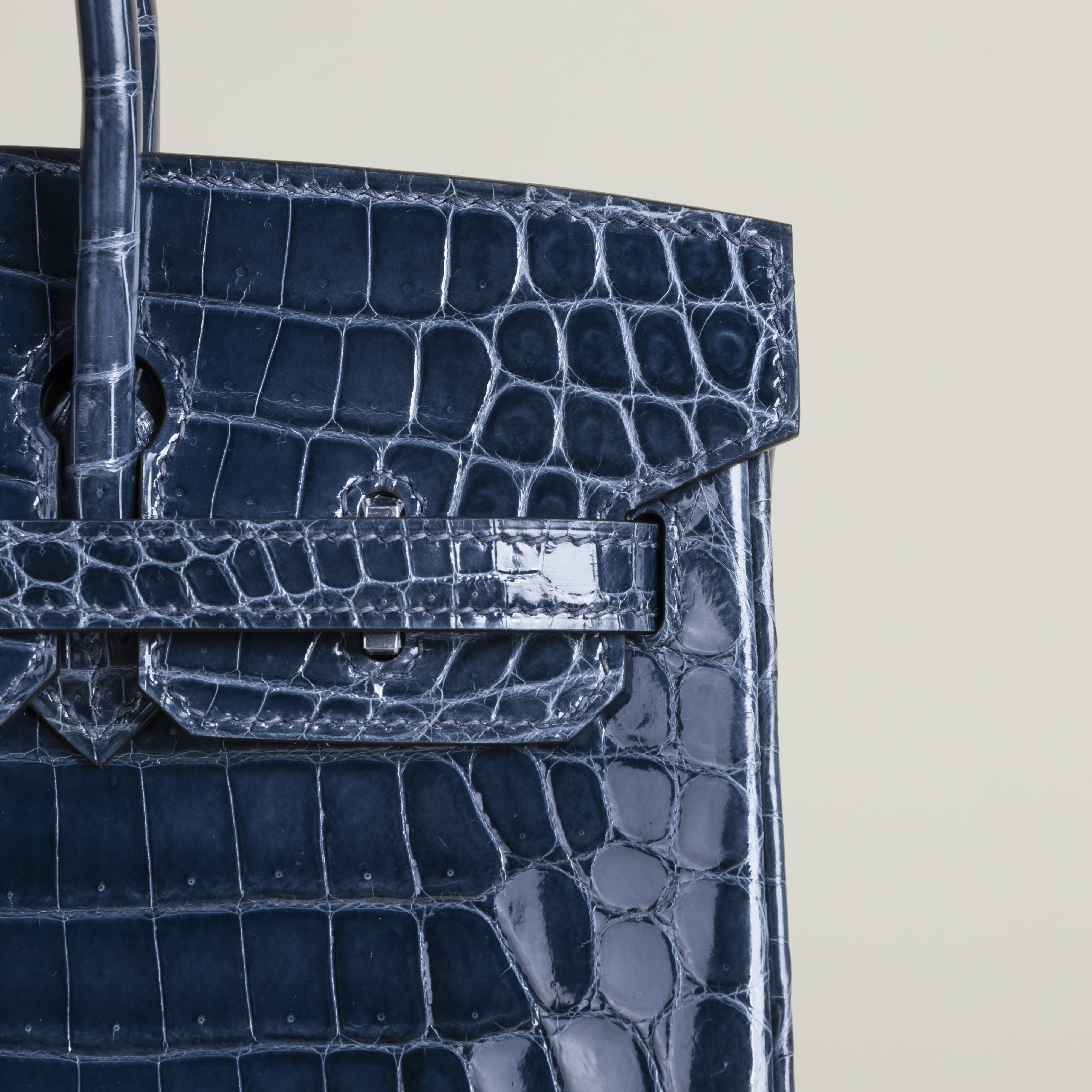 Birkin 25 Shiny Niloticus Crocodile N7 Blue Tempete PHW