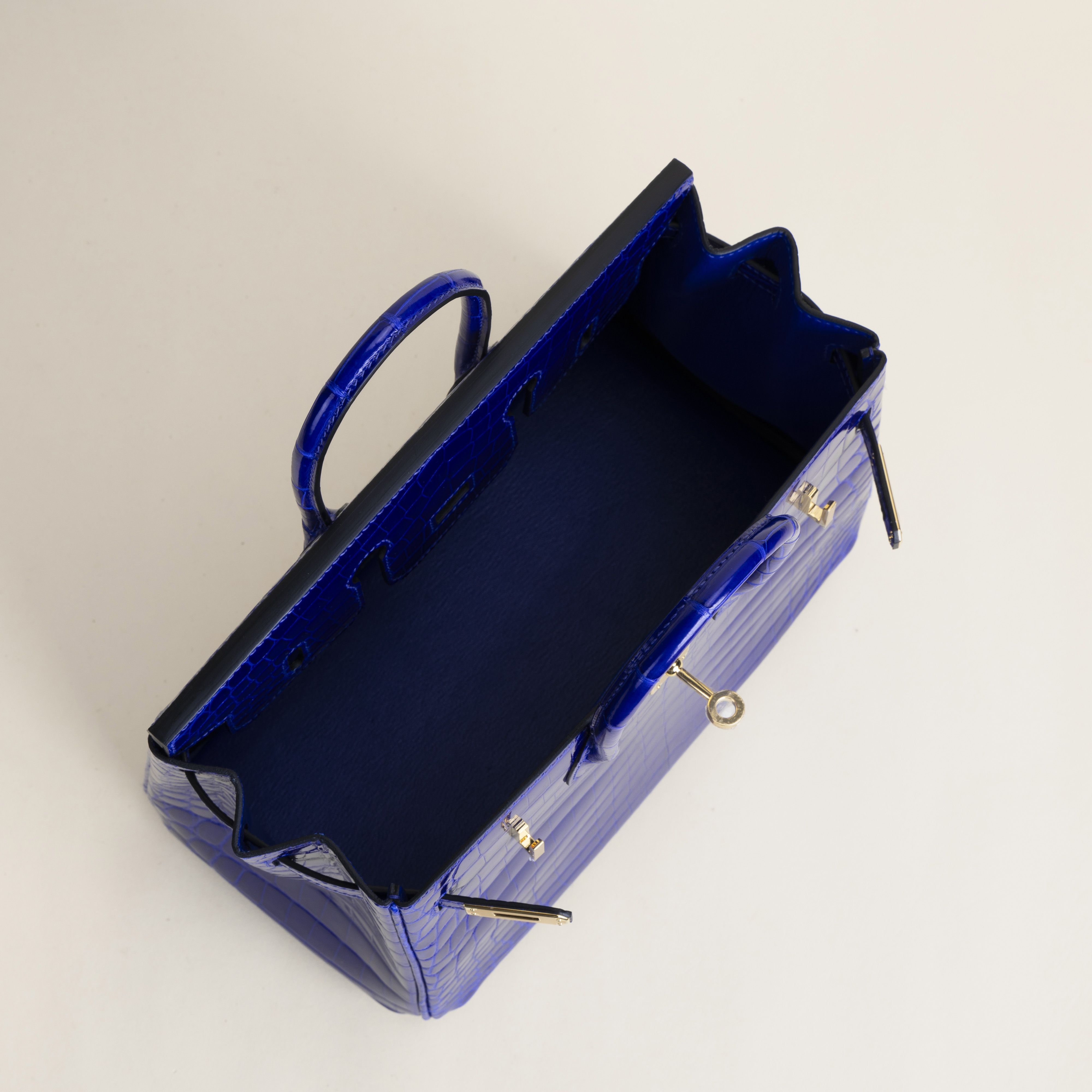 Birkin 25cm Shiny Niloticus crocodile 7T Blue electric GHW