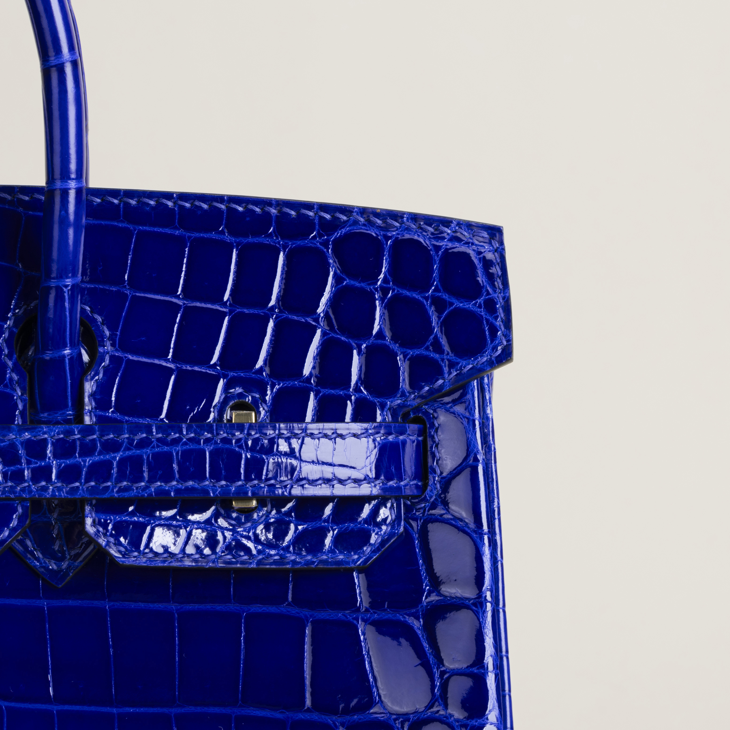 Birkin 25cm Shiny Niloticus crocodile 7T Blue electric GHW