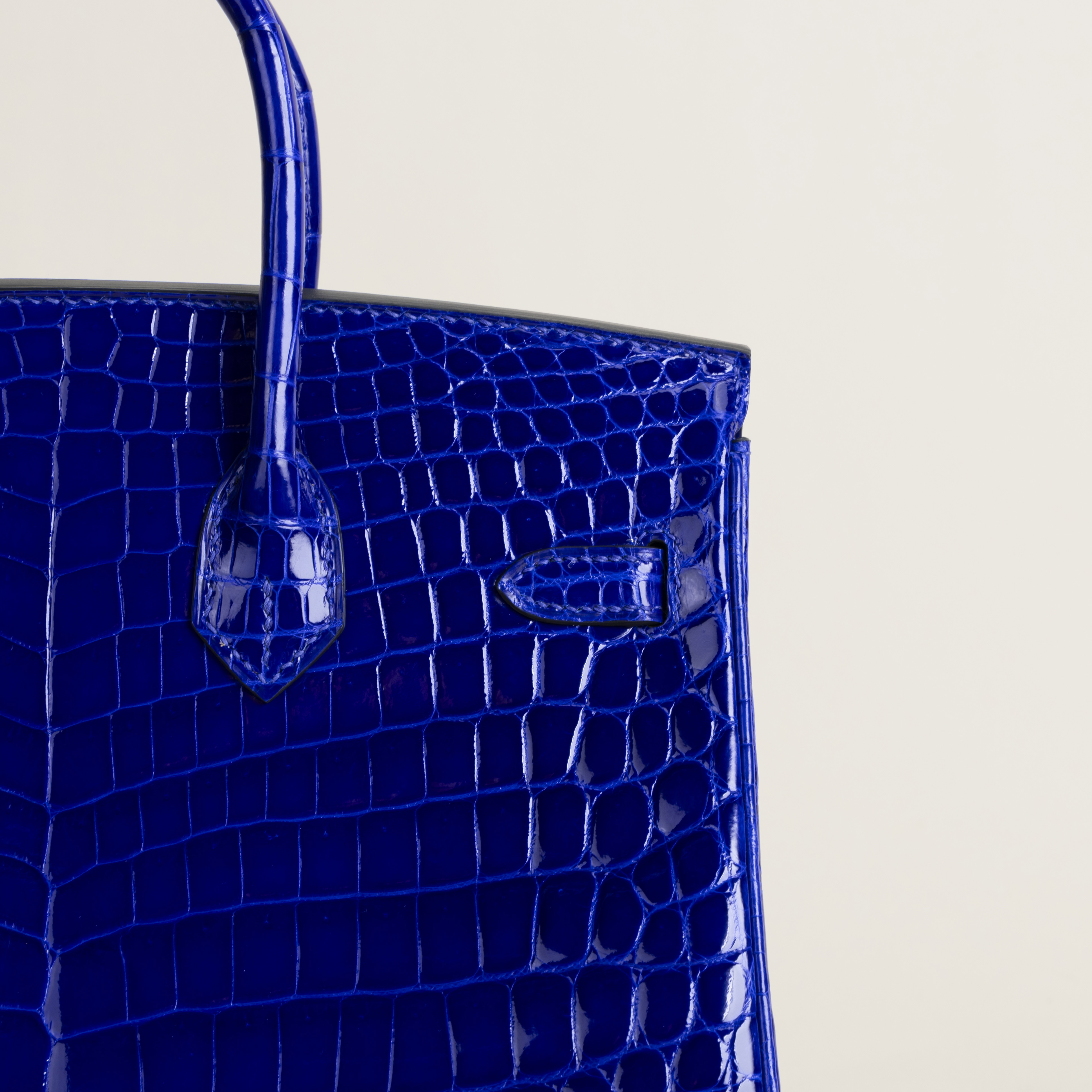 Birkin 25cm Shiny Niloticus crocodile 7T Blue electric GHW