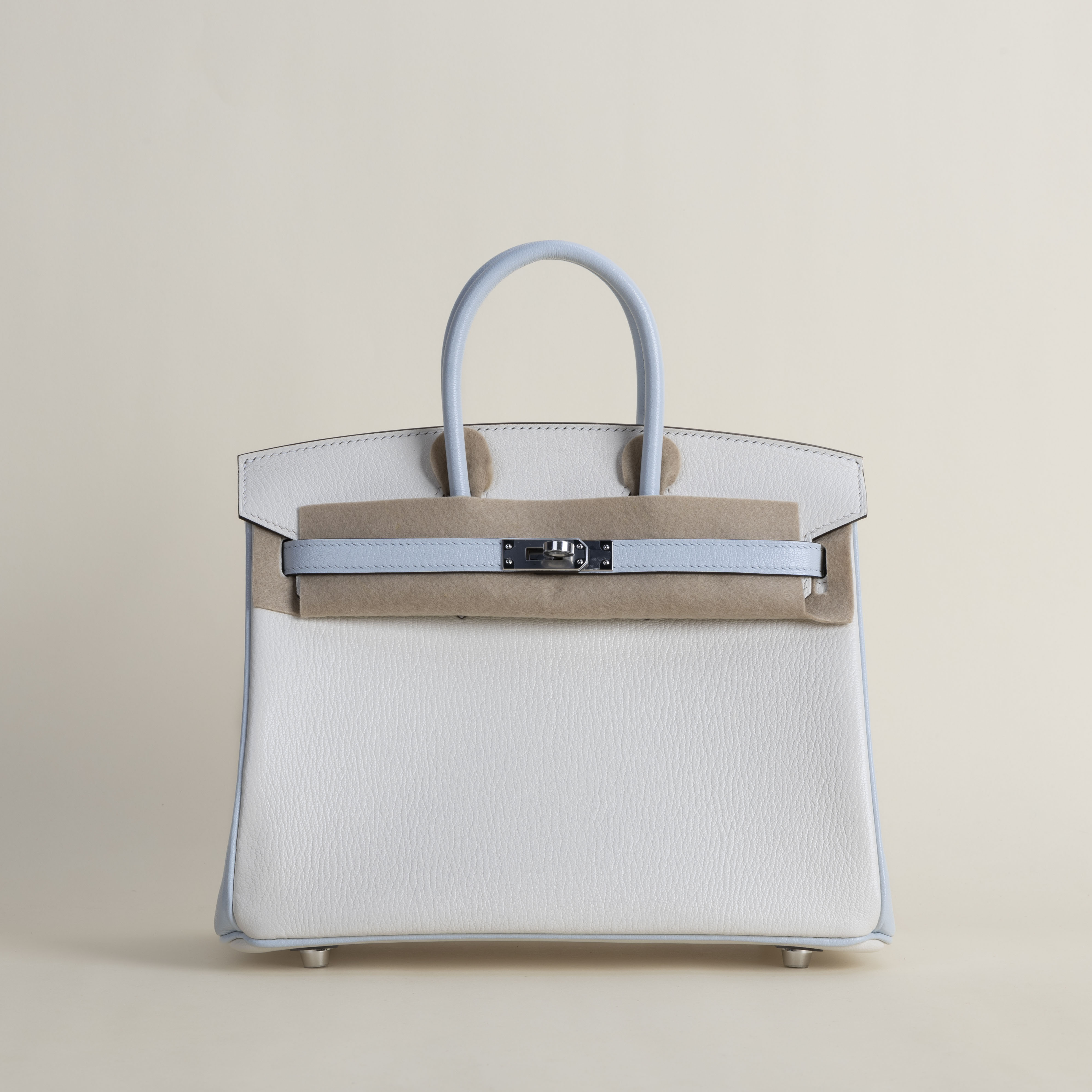 Birkin 25cm Chevre 01 Blanc  T0 Bleu Brume PHW