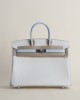 Birkin 25cm Chevre 01 Blanc  T0 Bleu Brume PHW