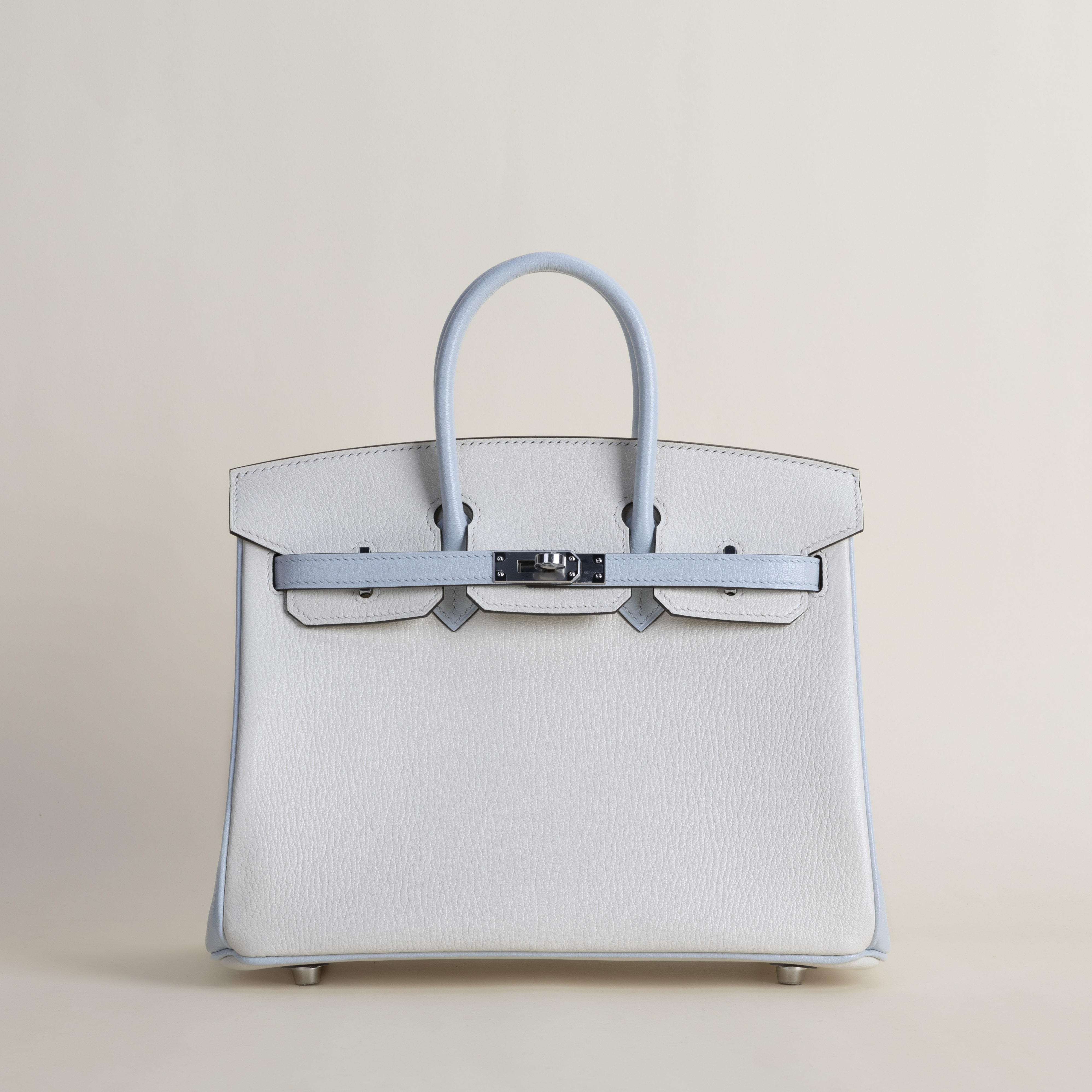 Birkin 25cm Chevre 01 Blanc  T0 Bleu Brume PHW
