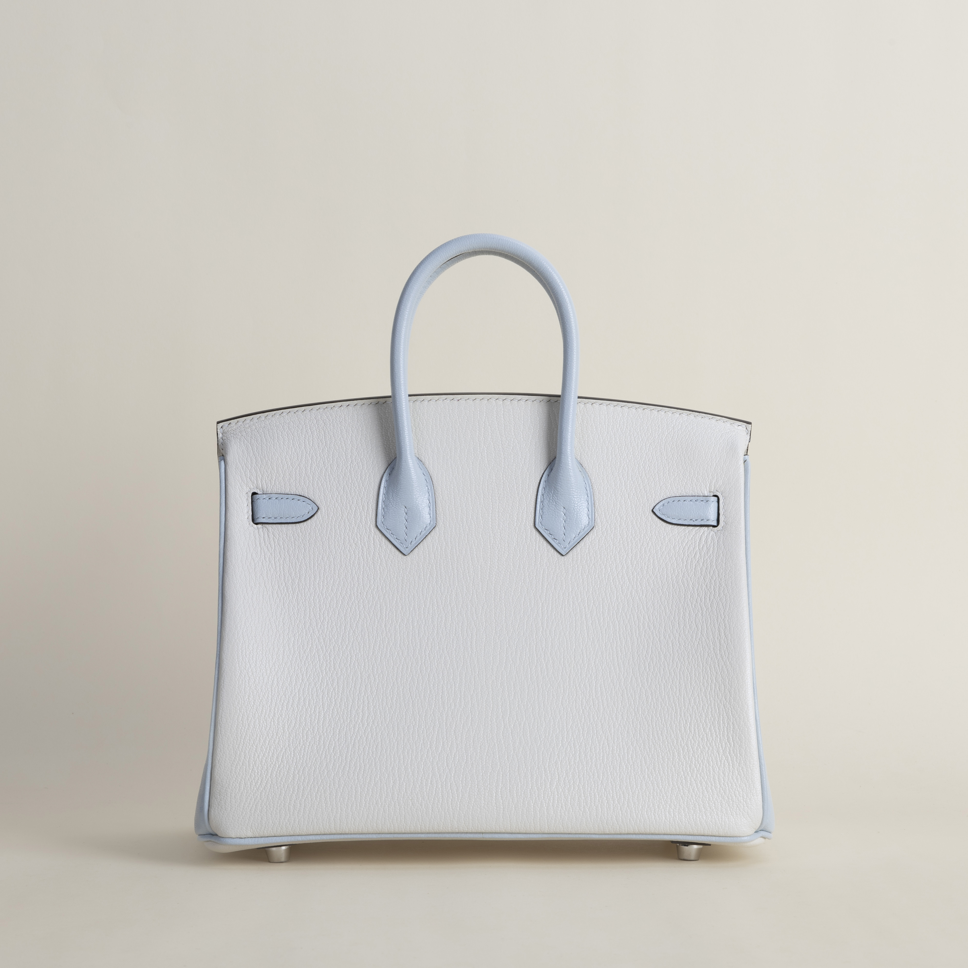 Birkin 25cm Chevre 01 Blanc  T0 Bleu Brume PHW