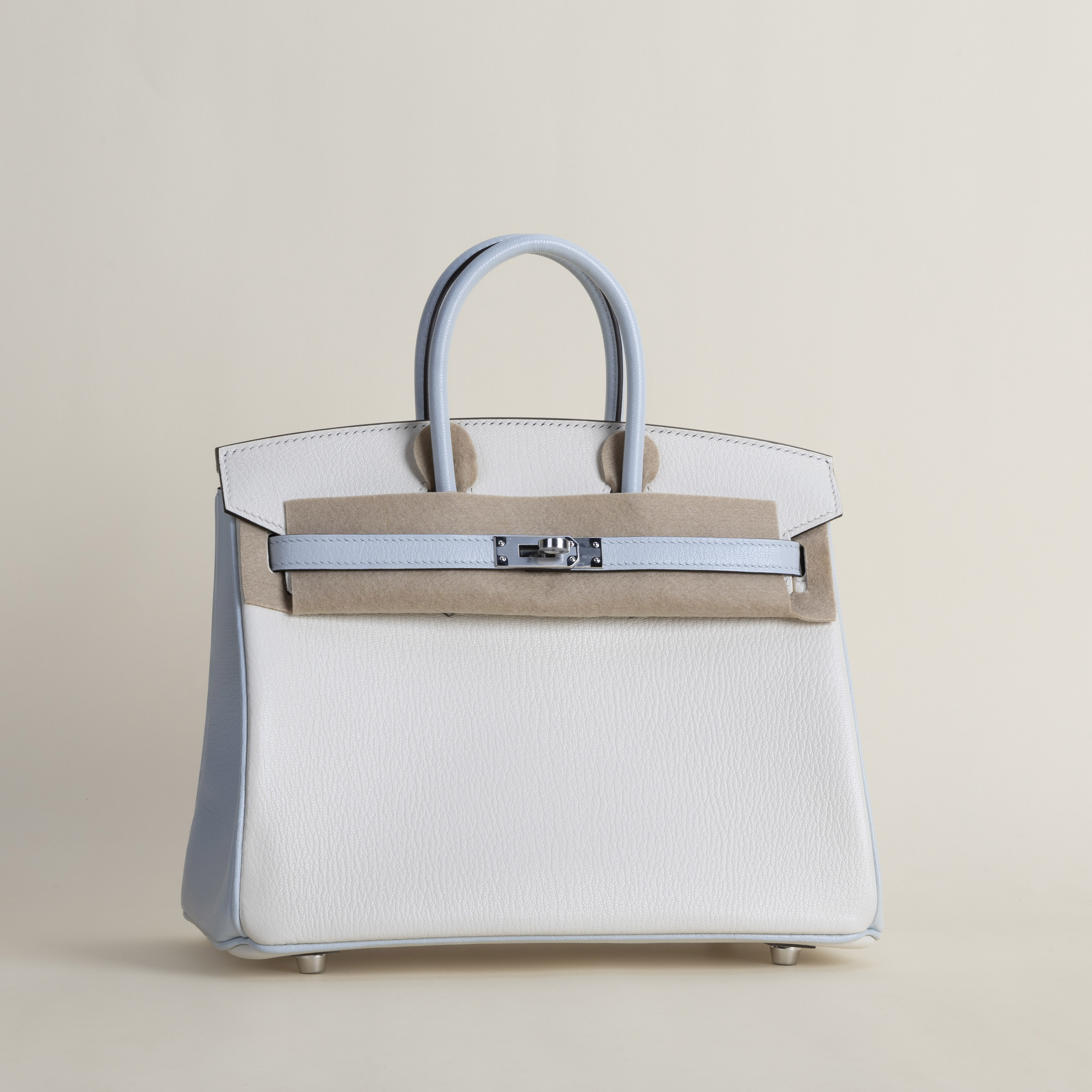 Birkin 25cm Chevre 01 Blanc  T0 Bleu Brume PHW