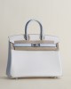 Birkin 25cm Chevre 01 Blanc  T0 Bleu Brume PHW