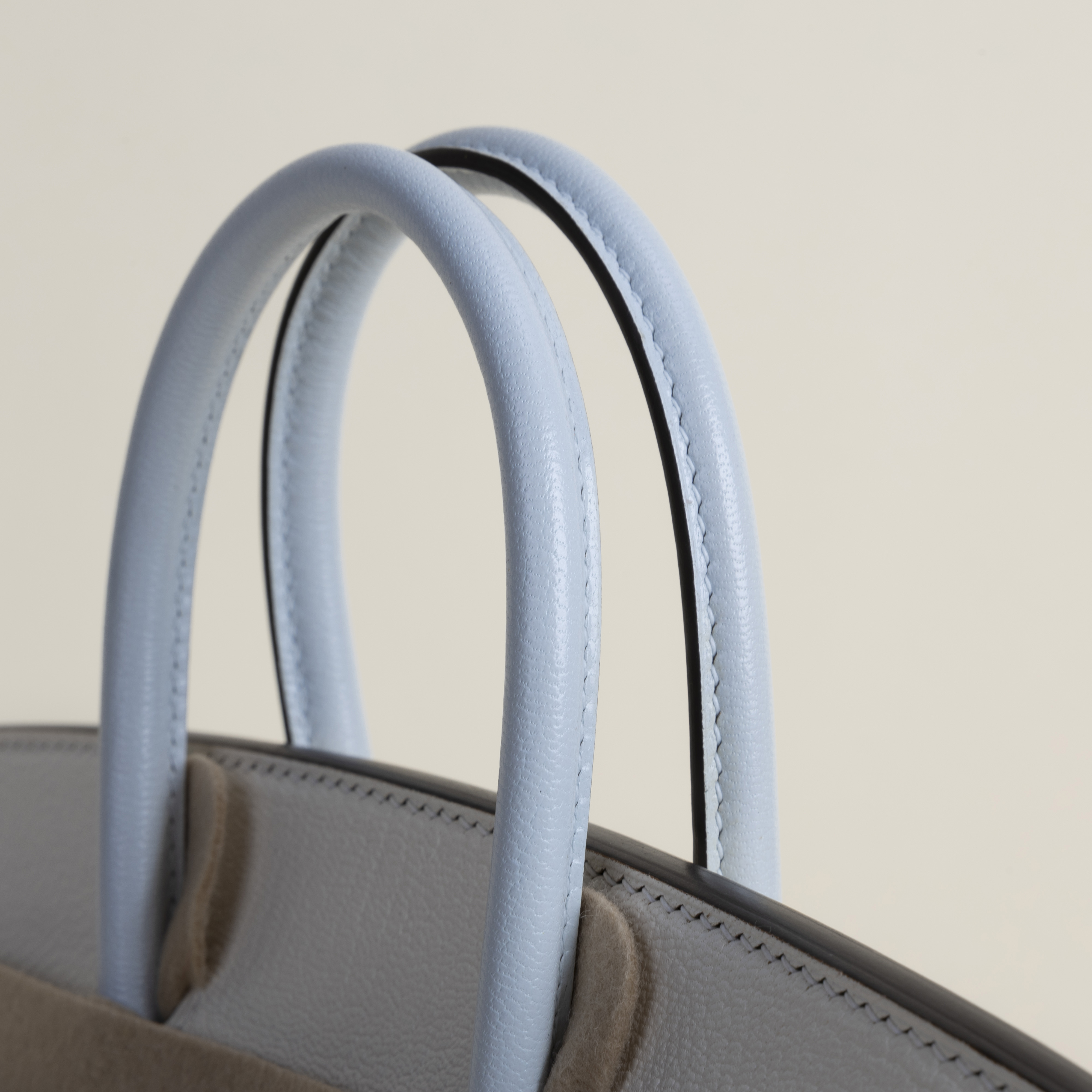 Birkin 25cm Chevre 01 Blanc  T0 Bleu Brume PHW