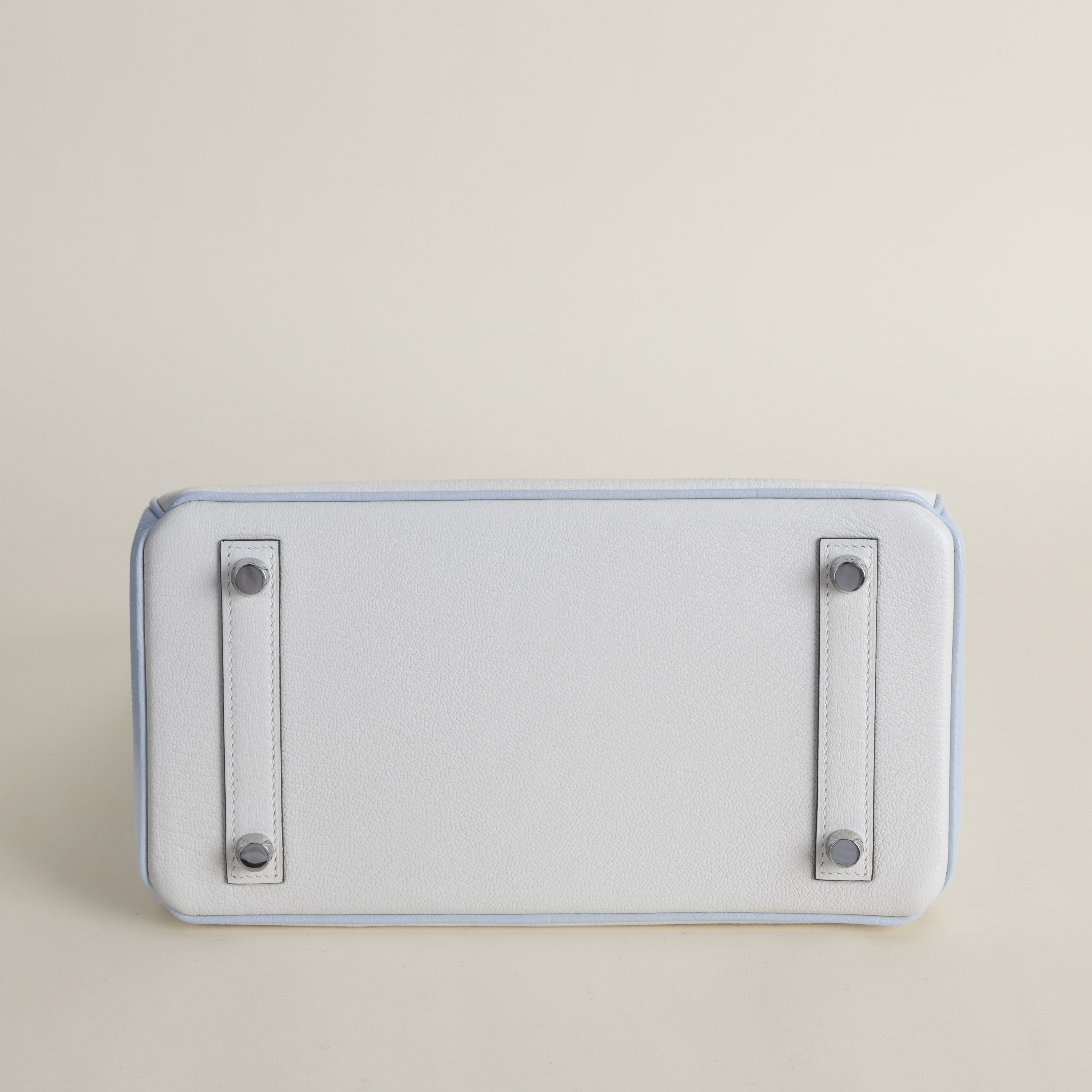 Birkin 25cm Chevre 01 Blanc  T0 Bleu Brume PHW