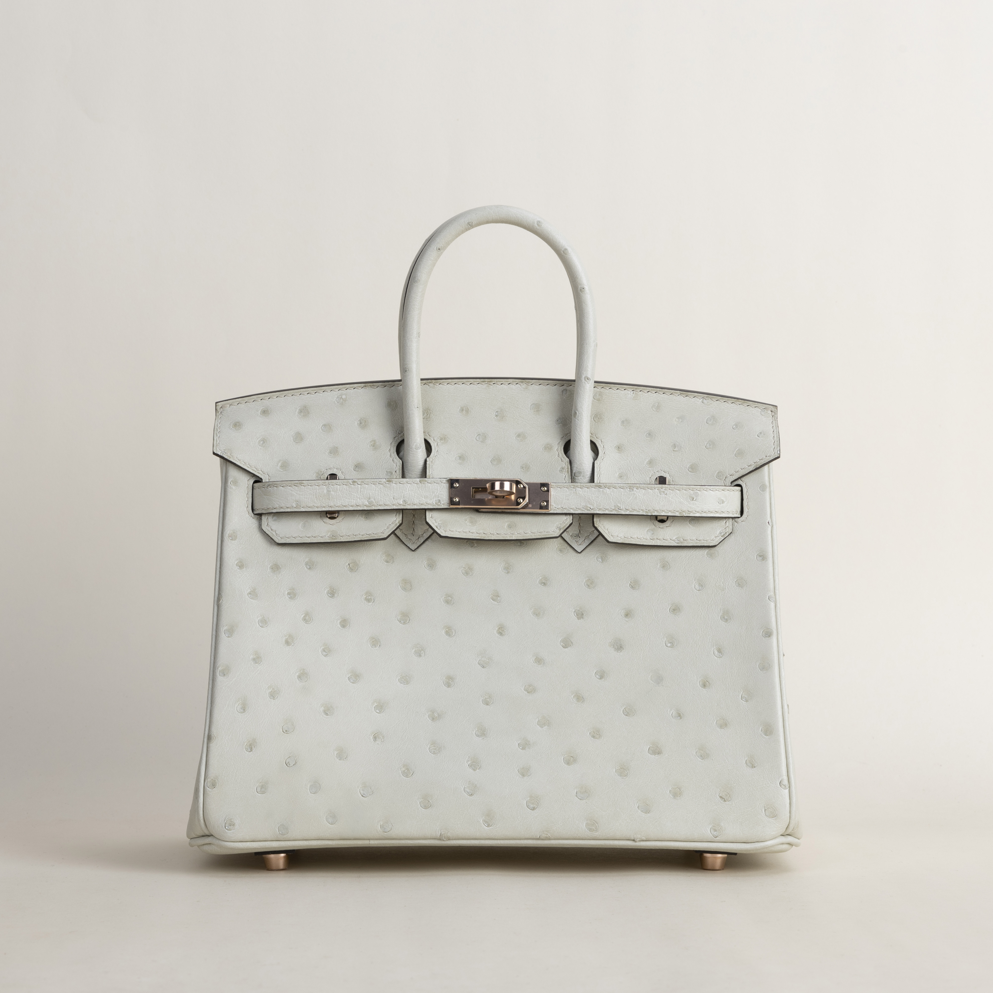 birkin 25 Ostrich 3c parchemin rose gold