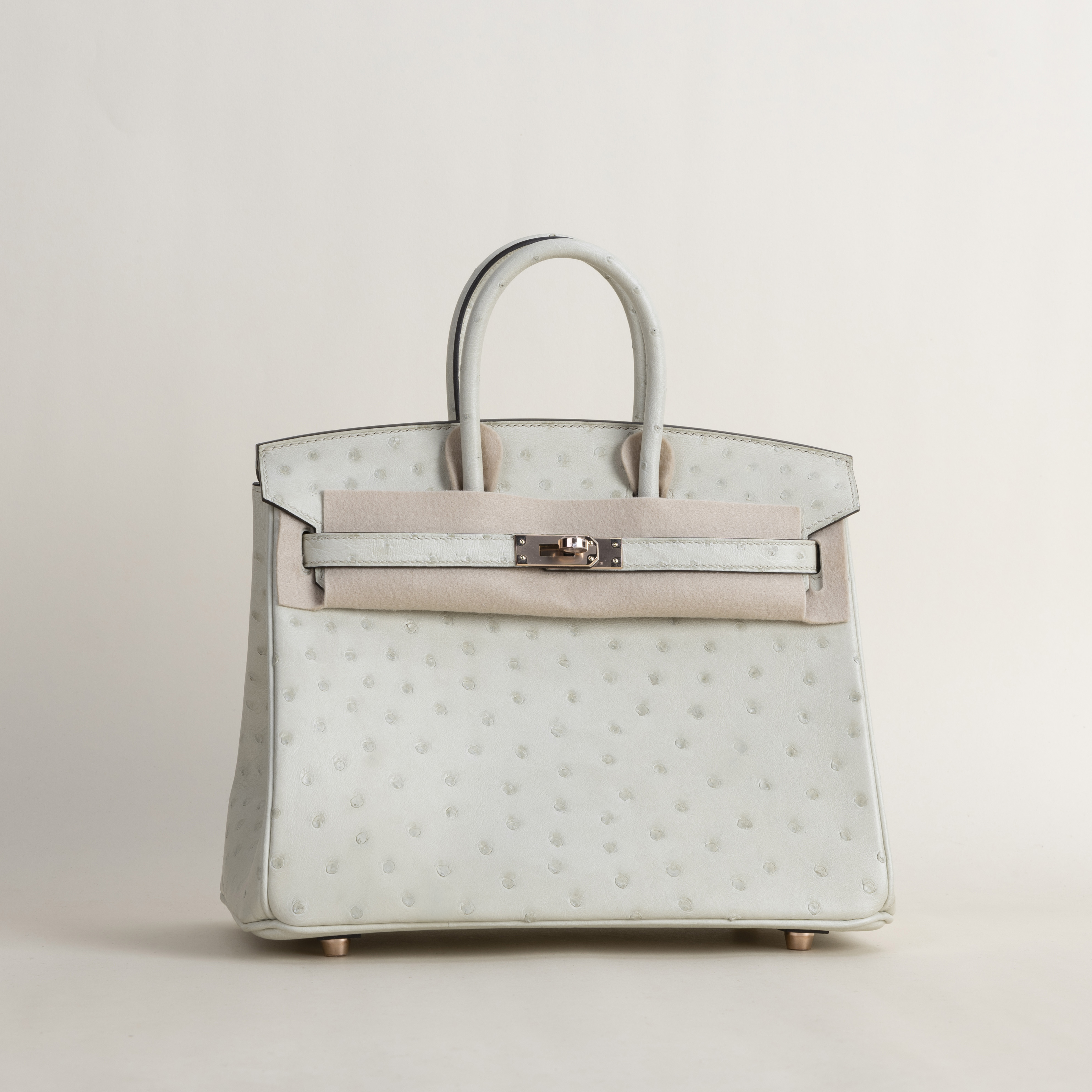birkin 25 Ostrich 3c parchemin rose gold