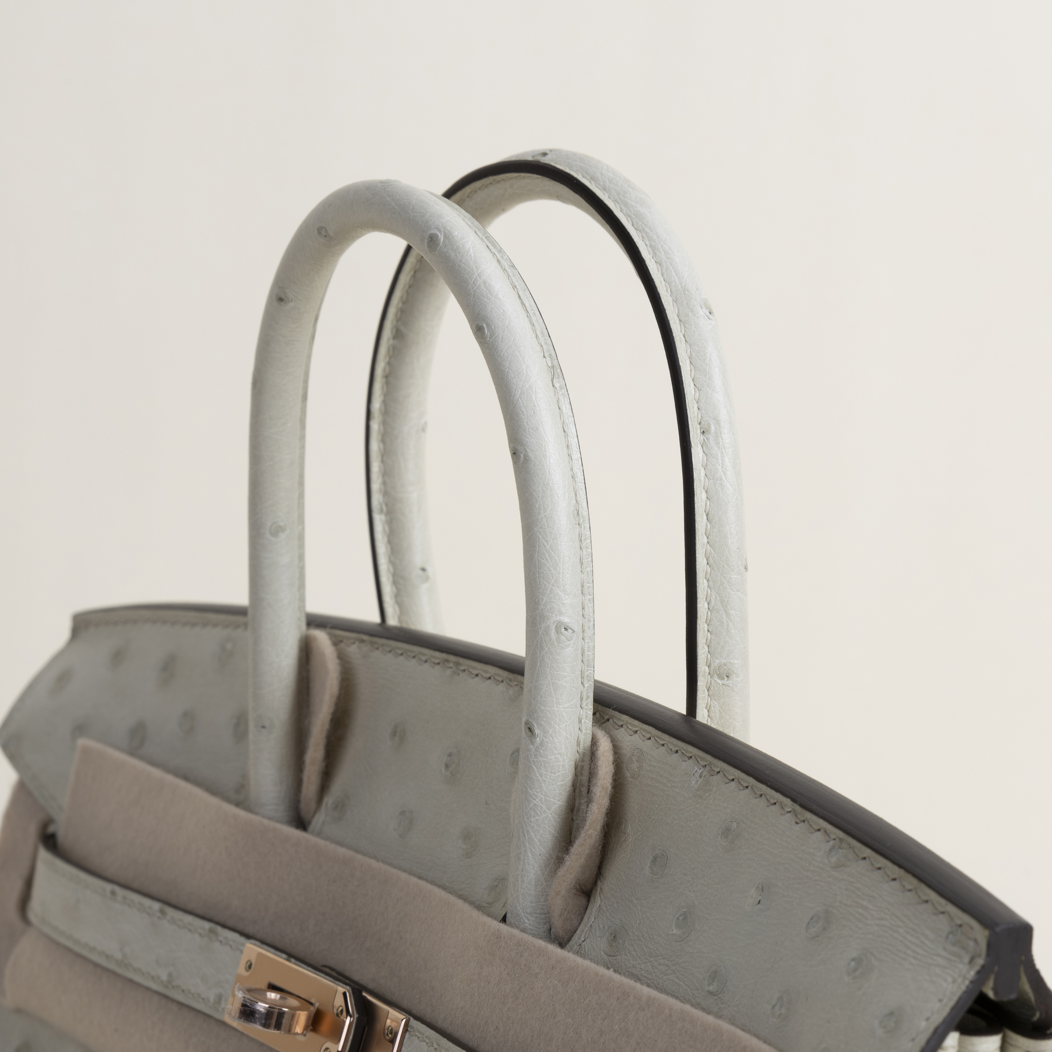birkin 25 Ostrich 3c parchemin rose gold