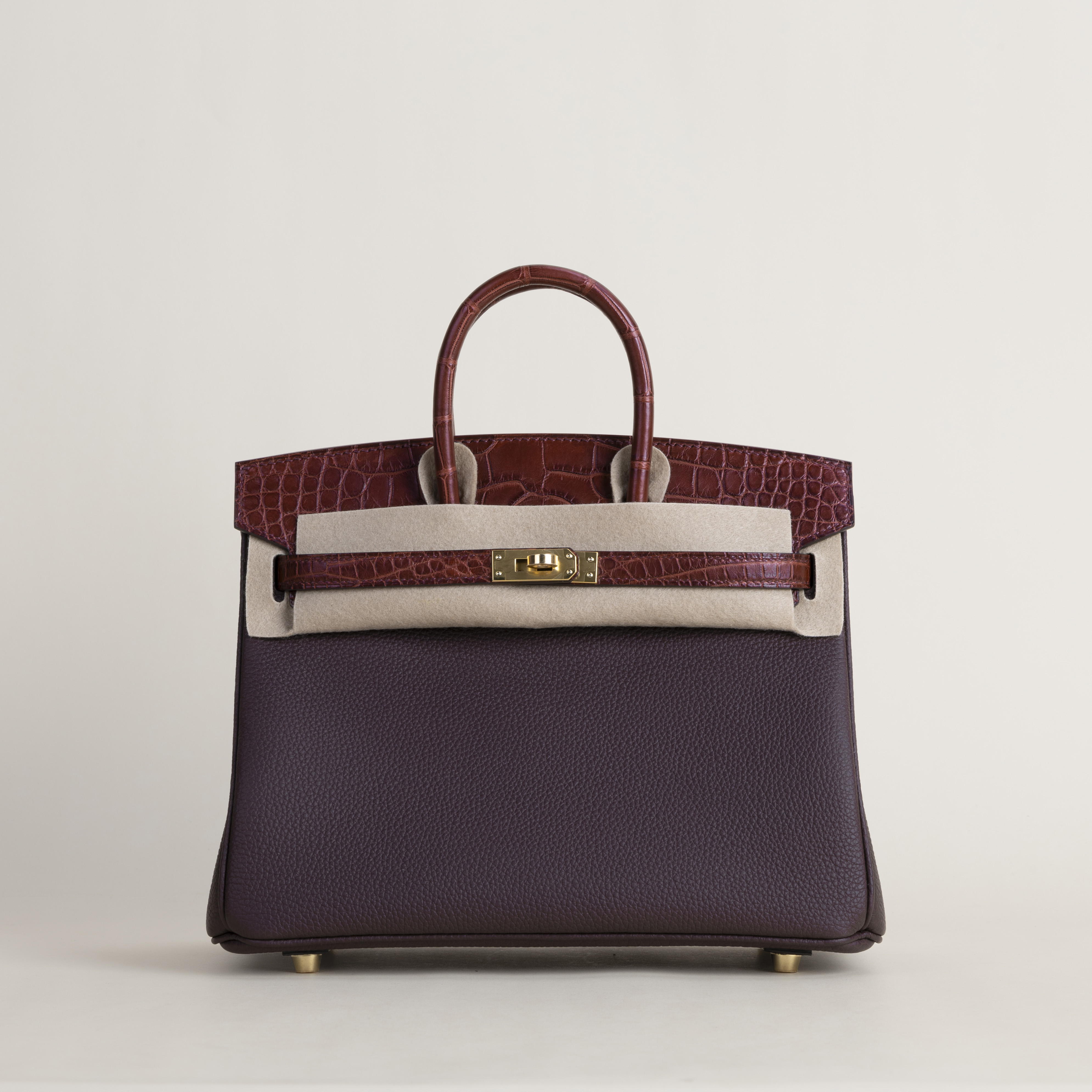 Birkin 25cm Touch TogoMatte Alligator Crocodile 0G Rouge sellierF5 Bourgogne GHW