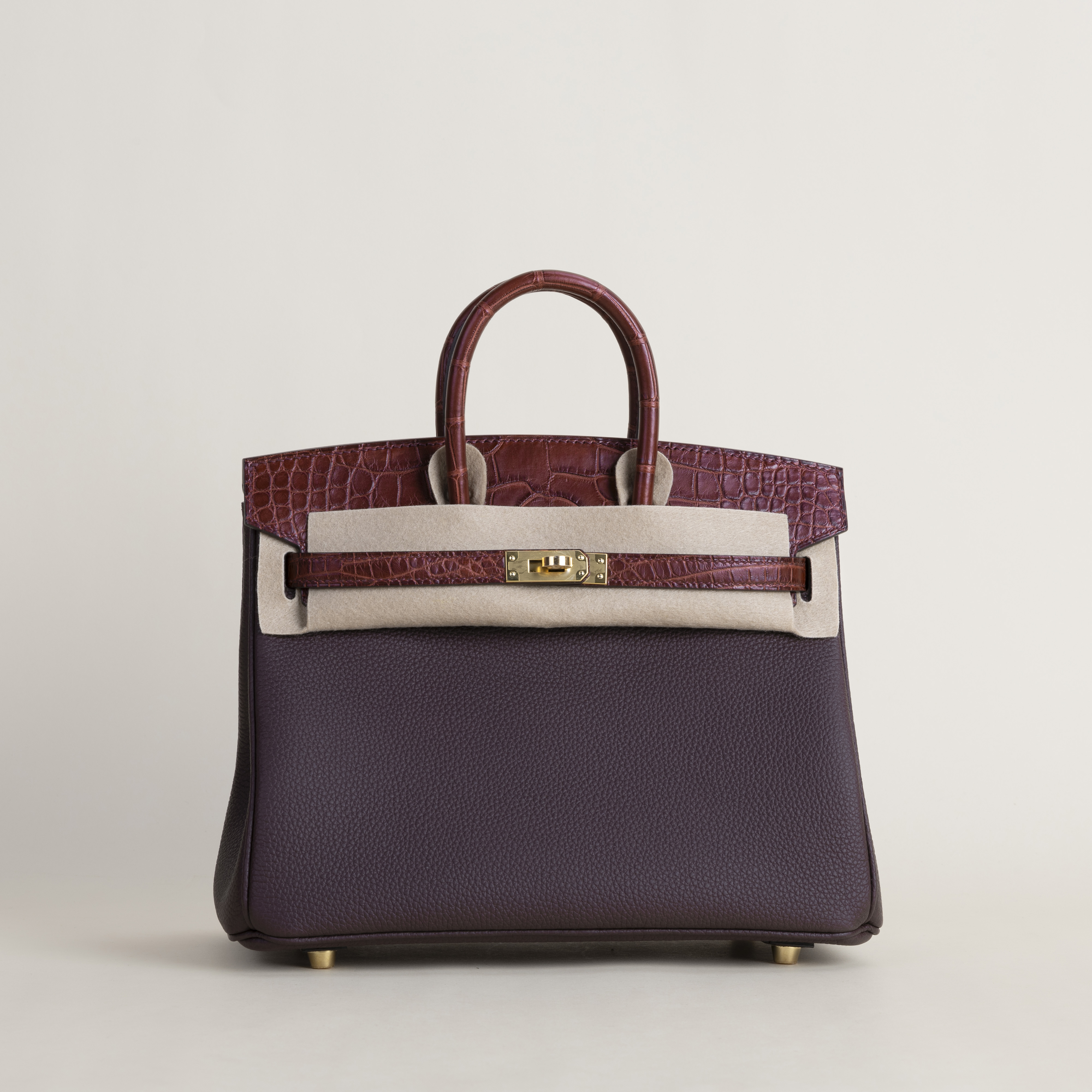 Birkin 25cm Touch TogoMatte Alligator Crocodile 0G Rouge sellierF5 Bourgogne GHW