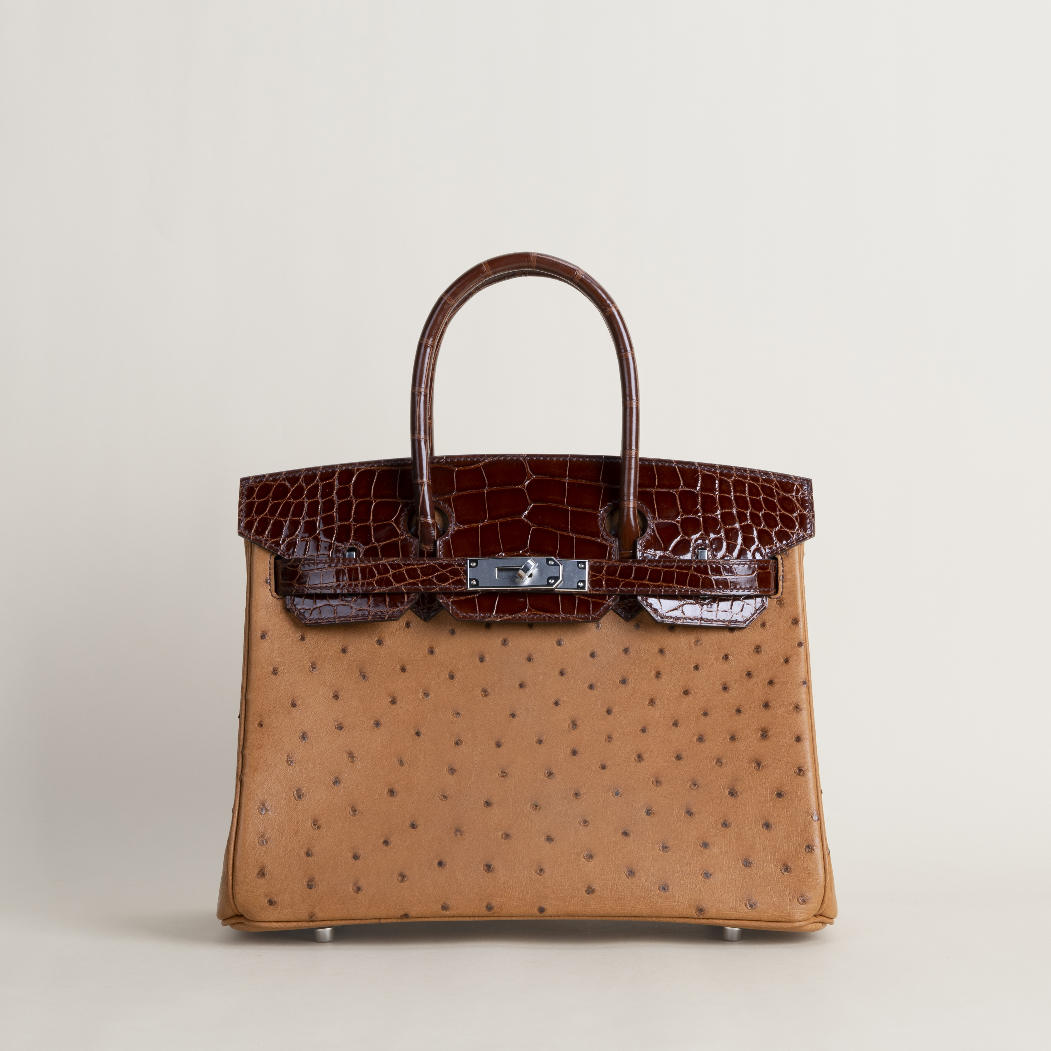 Birkin 30cm Touch OstrichShiny Alligator Crocodile 35 Cognac33 Miel PHW