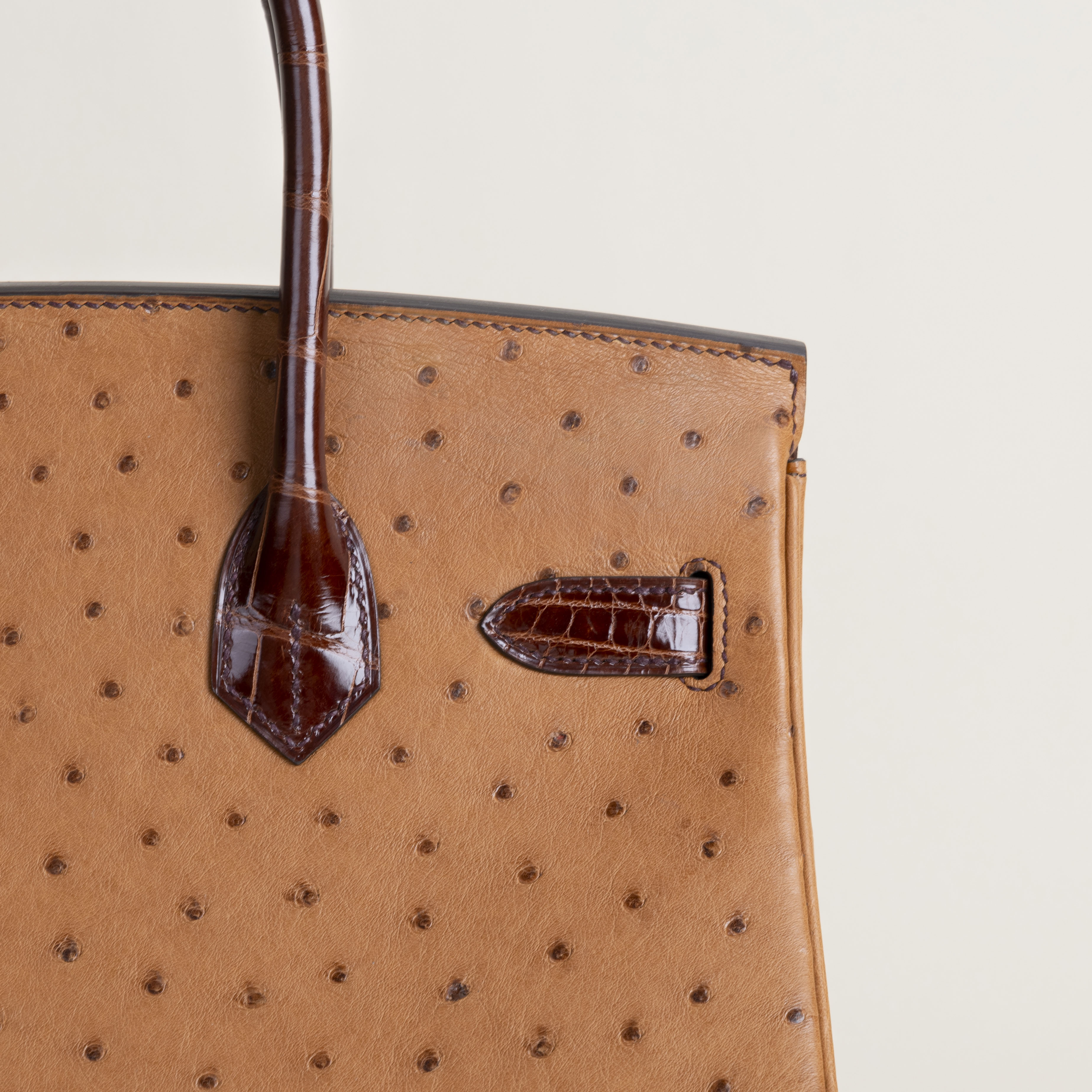 Birkin 30cm Touch OstrichShiny Alligator Crocodile 35 Cognac33 Miel PHW