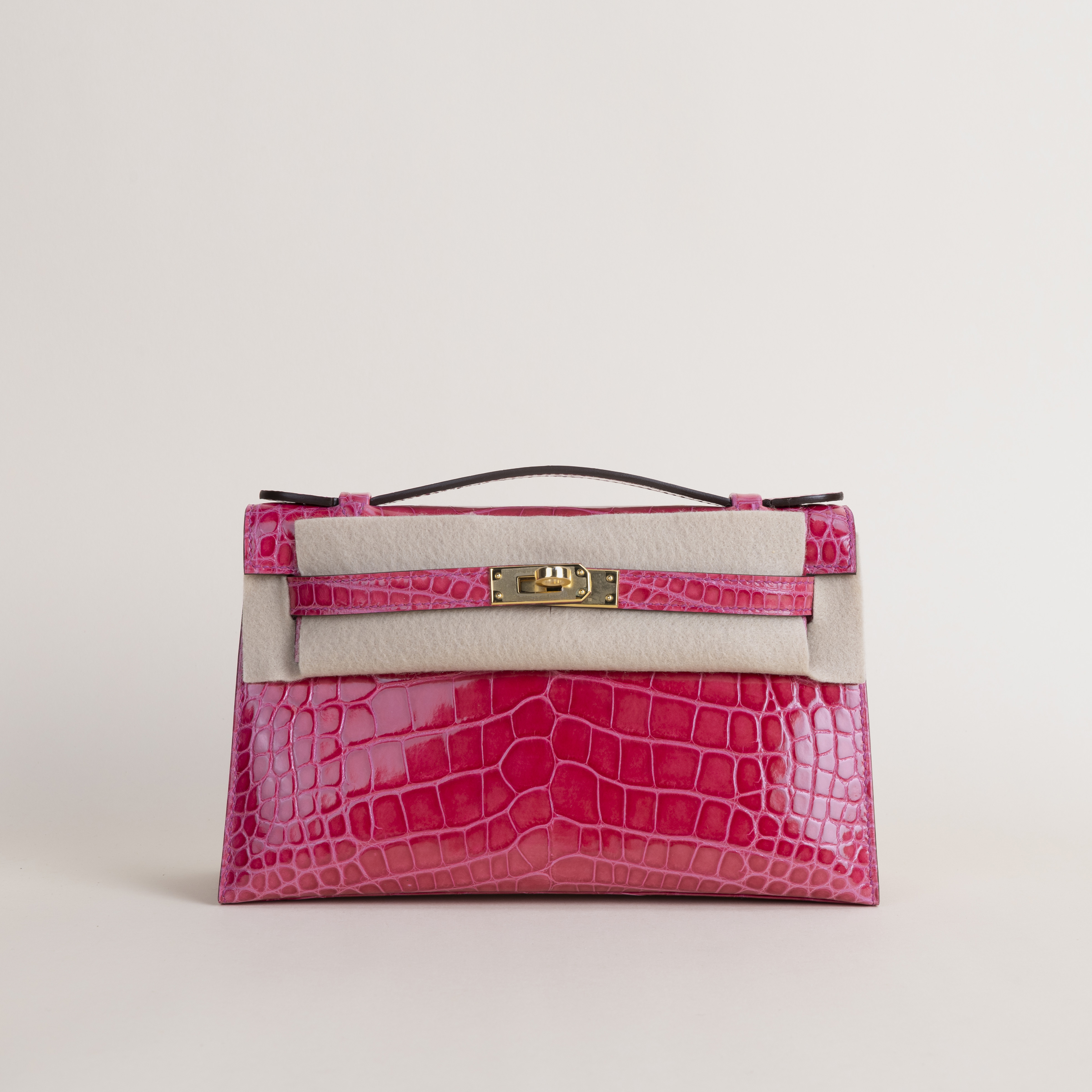 Kelly Pochette Alligator Crocodile I6 Rose Extreme GHW