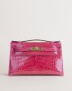 Kelly Pochette Alligator Crocodile I6 Rose Extreme GHW