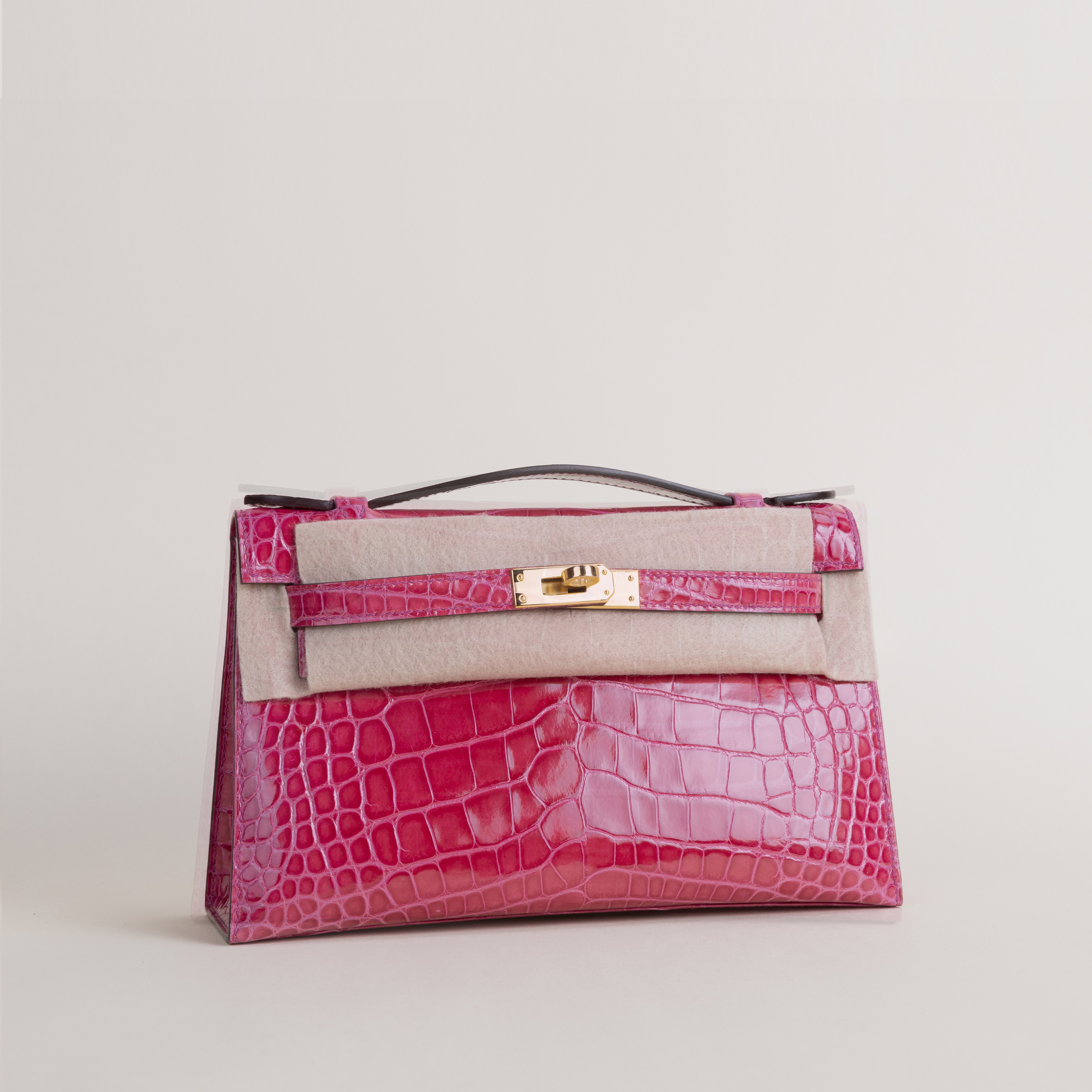 Kelly Pochette Alligator Crocodile I6 Rose Extreme GHW