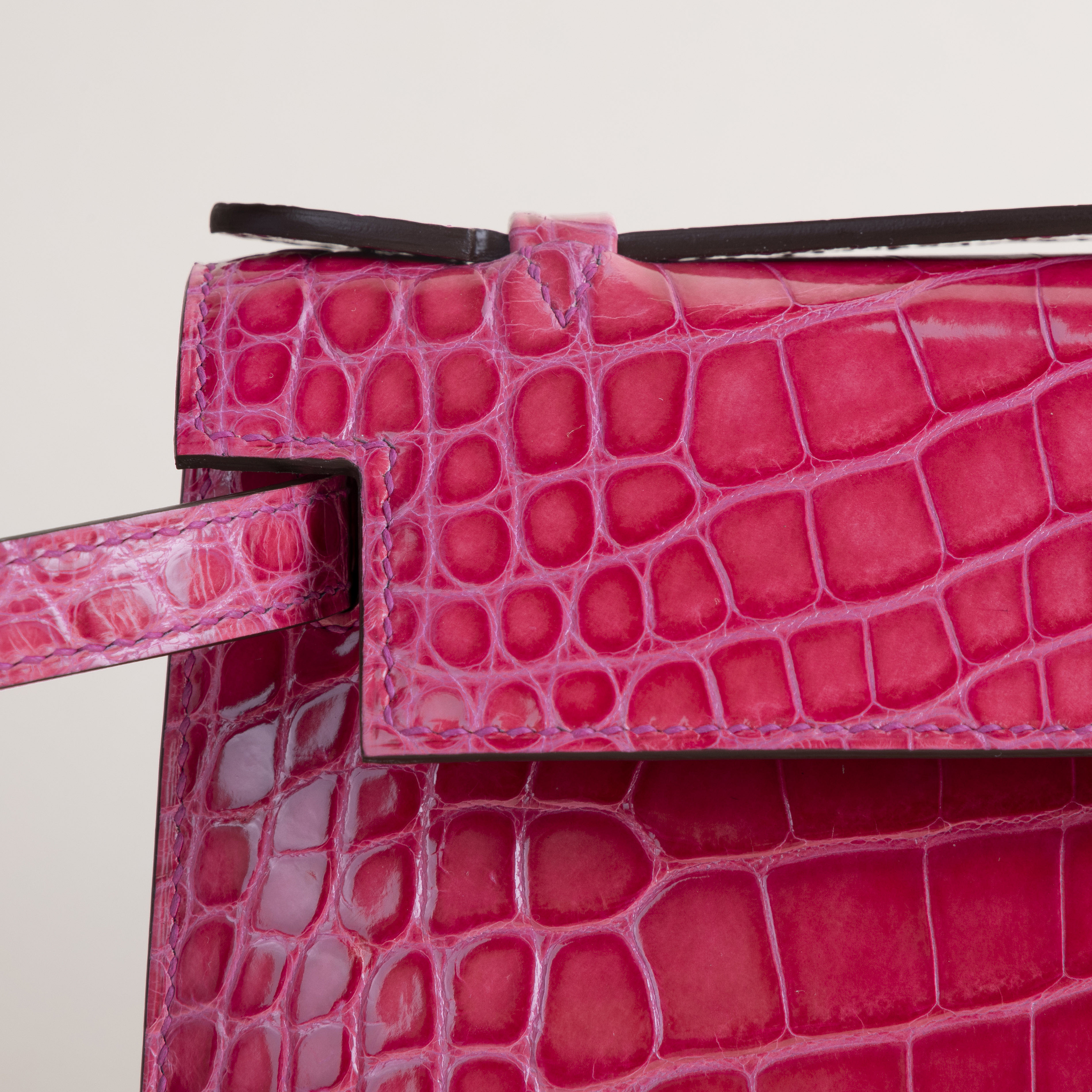 Kelly Pochette Alligator Crocodile I6 Rose Extreme GHW