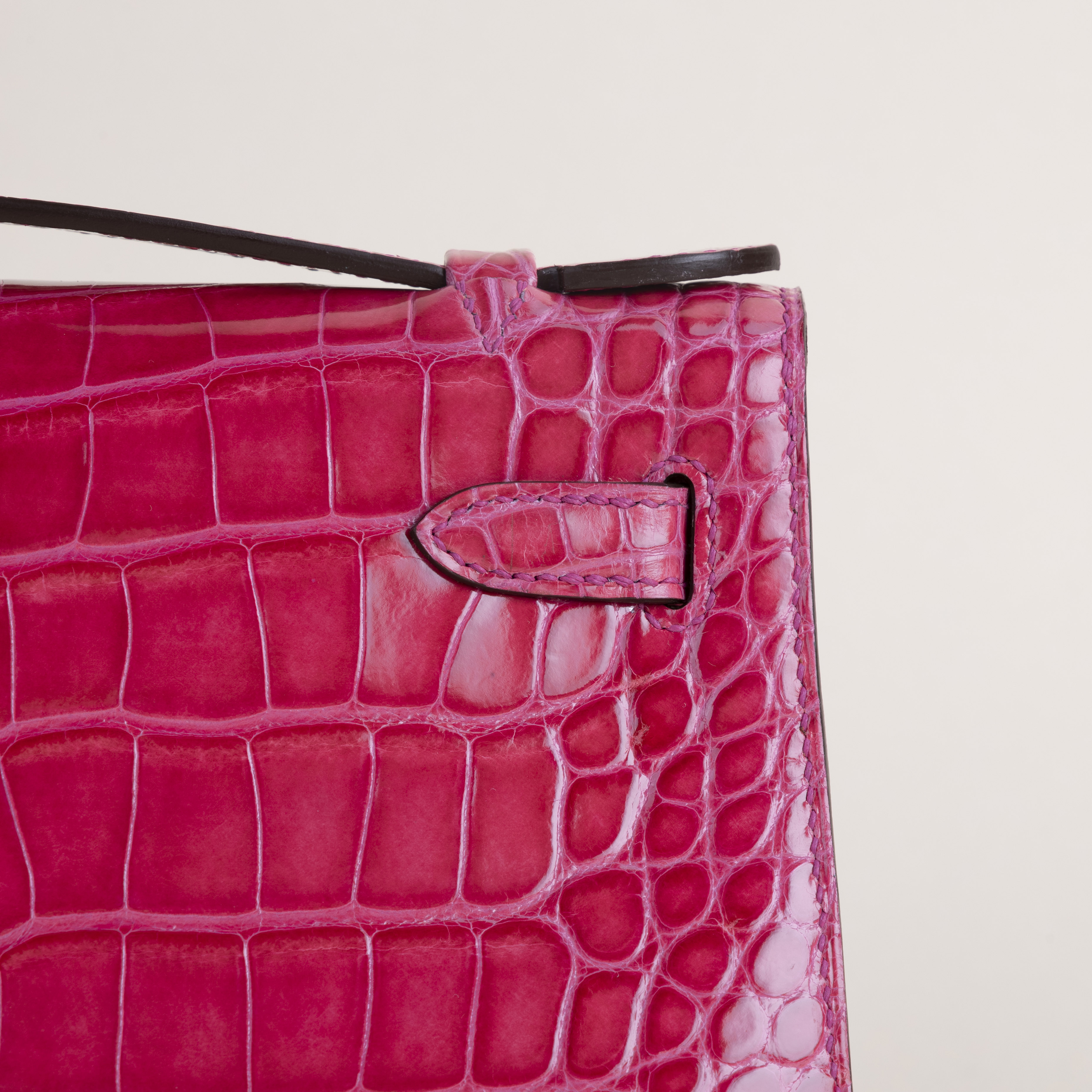 Kelly Pochette Alligator Crocodile I6 Rose Extreme GHW