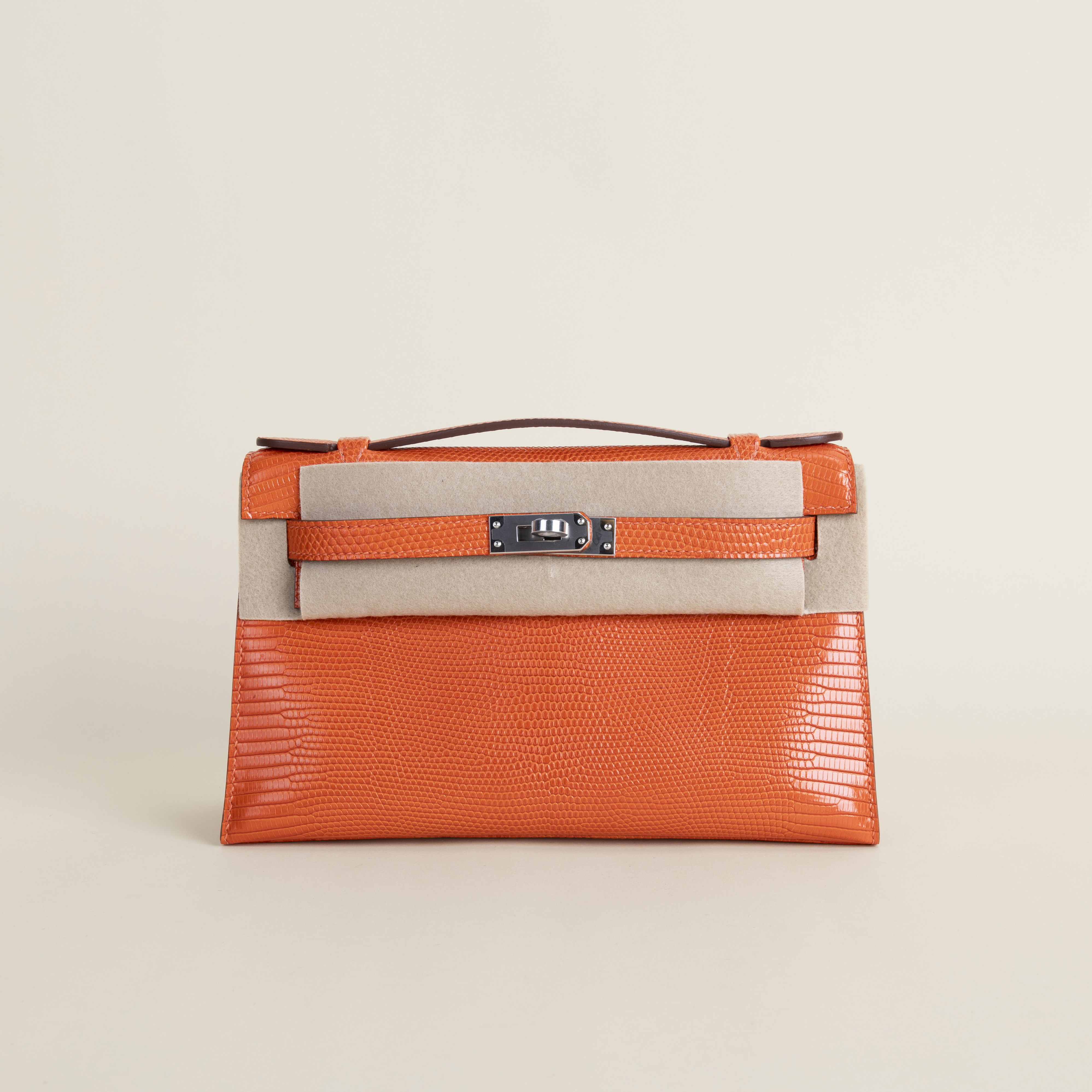 Kelly pochette Lizard skin CK93 Orange PHW