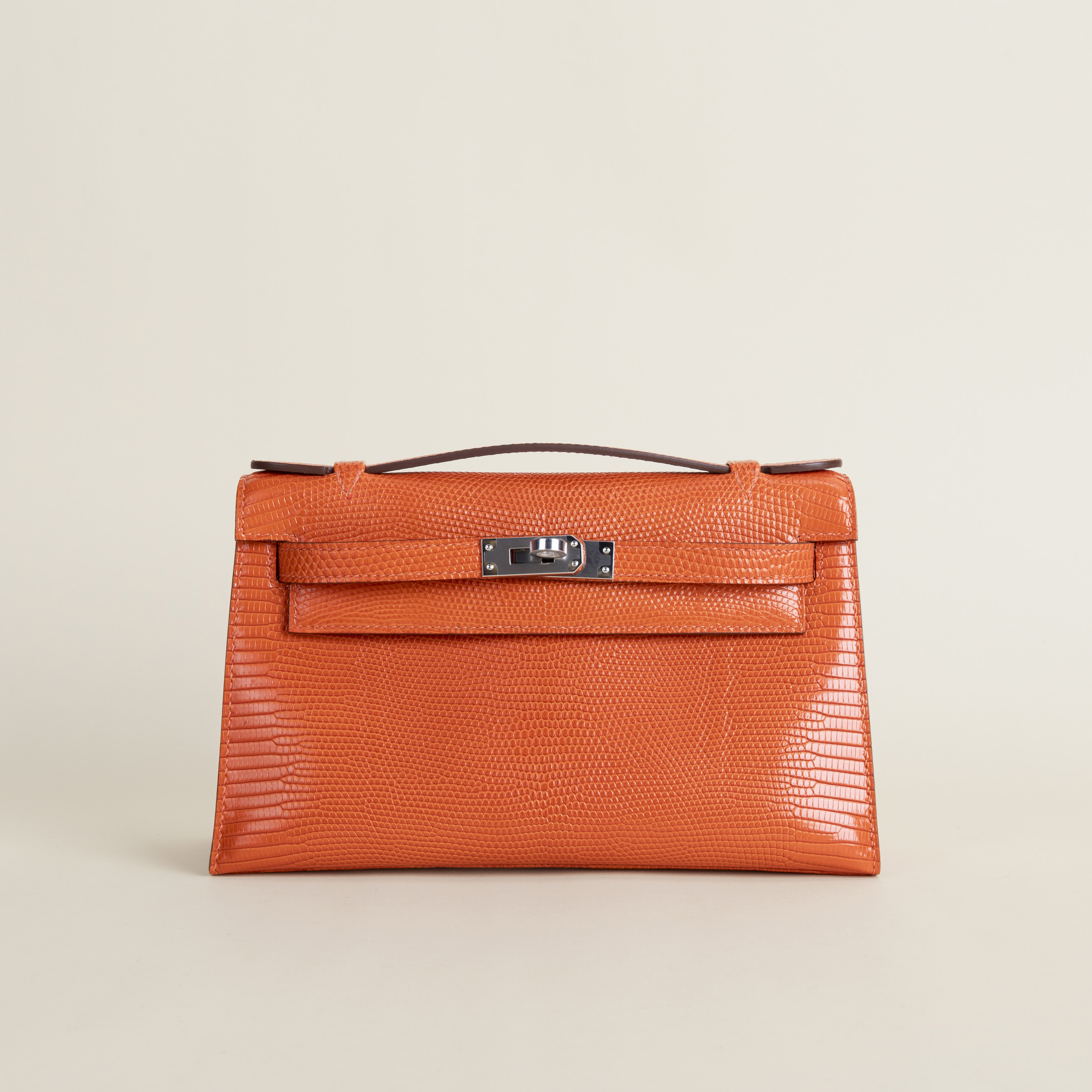Kelly pochette Lizard skin CK93 Orange PHW