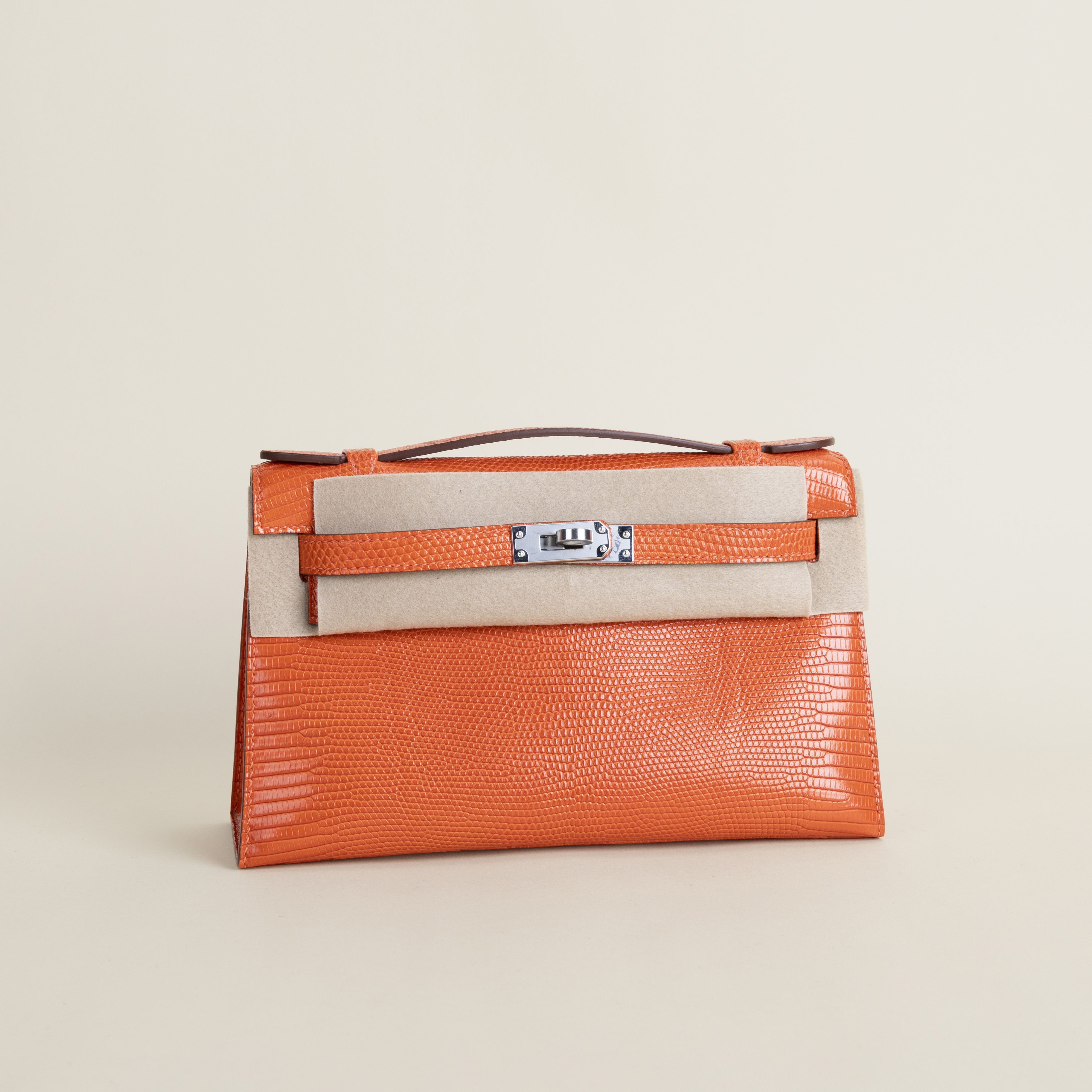 Kelly pochette Lizard skin CK93 Orange PHW