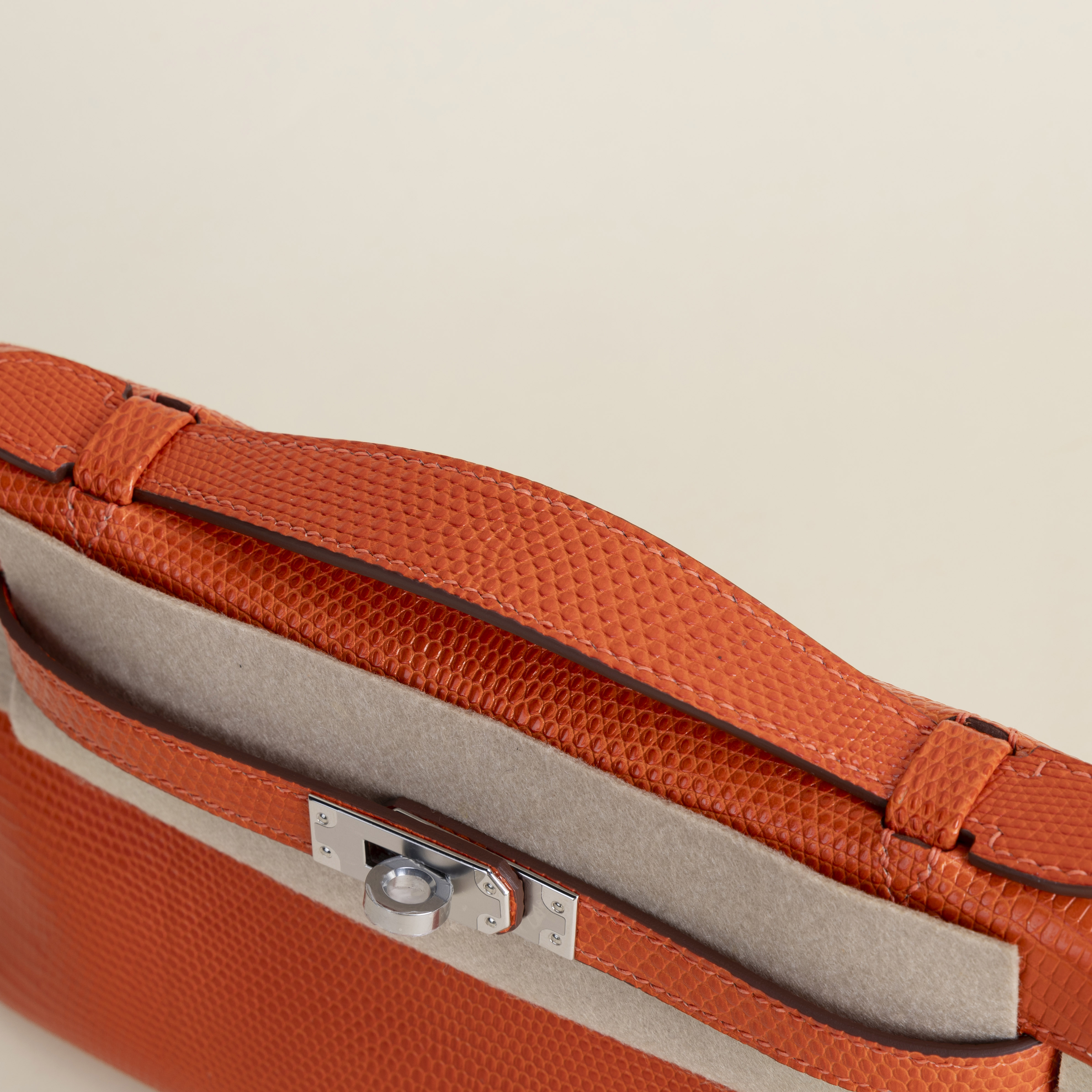 Kelly pochette Lizard skin CK93 Orange PHW